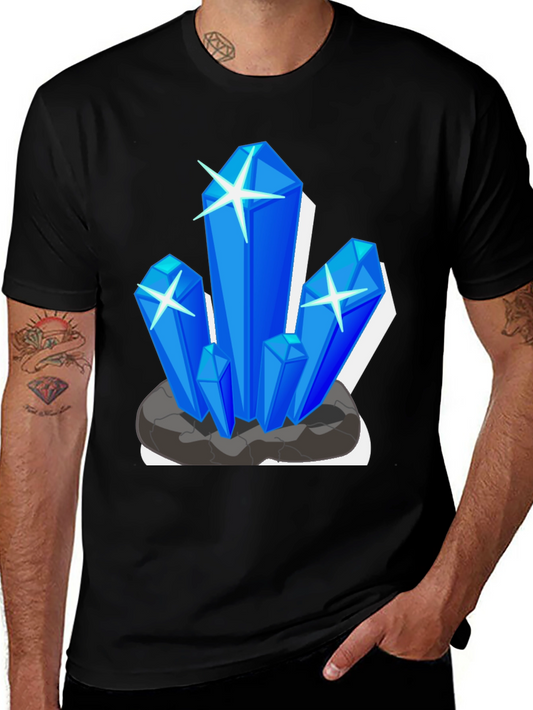 Crystal Gem Graphic Tee - Black Cotton T-Shirt