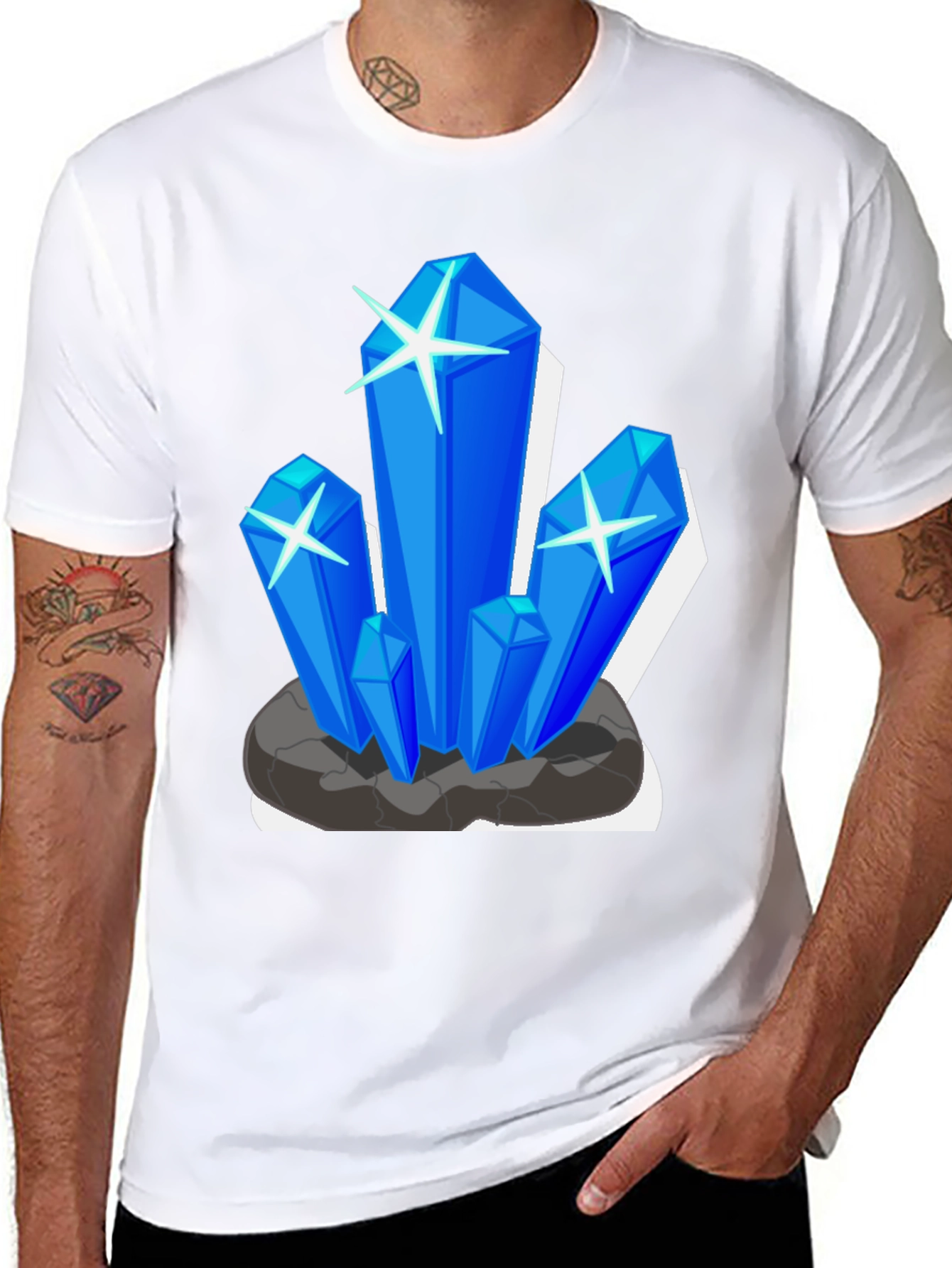 Crystal Gem Graphic Tee - Black Cotton T-Shirt