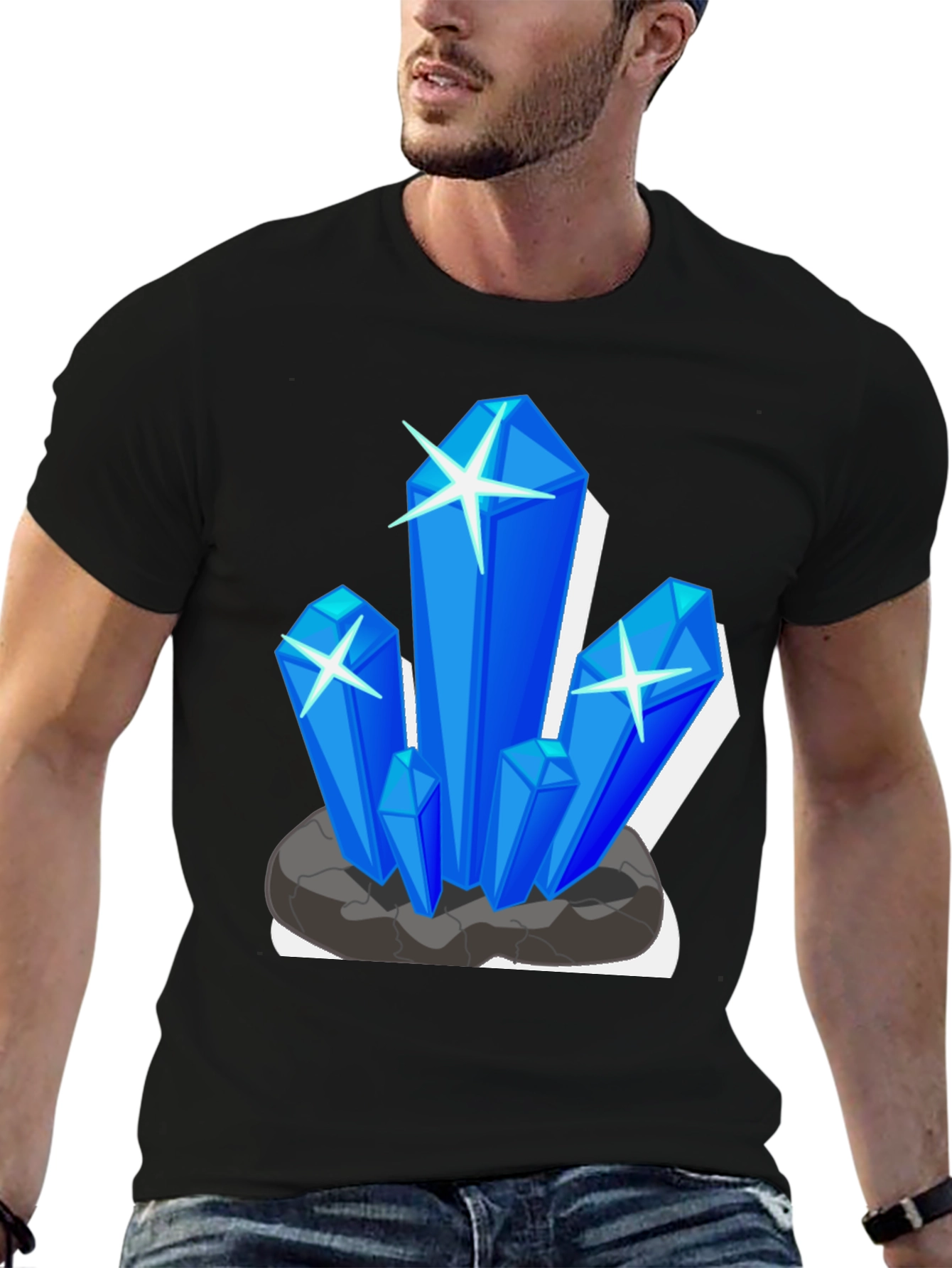 Crystal Gem Graphic Tee - Black Cotton T-Shirt