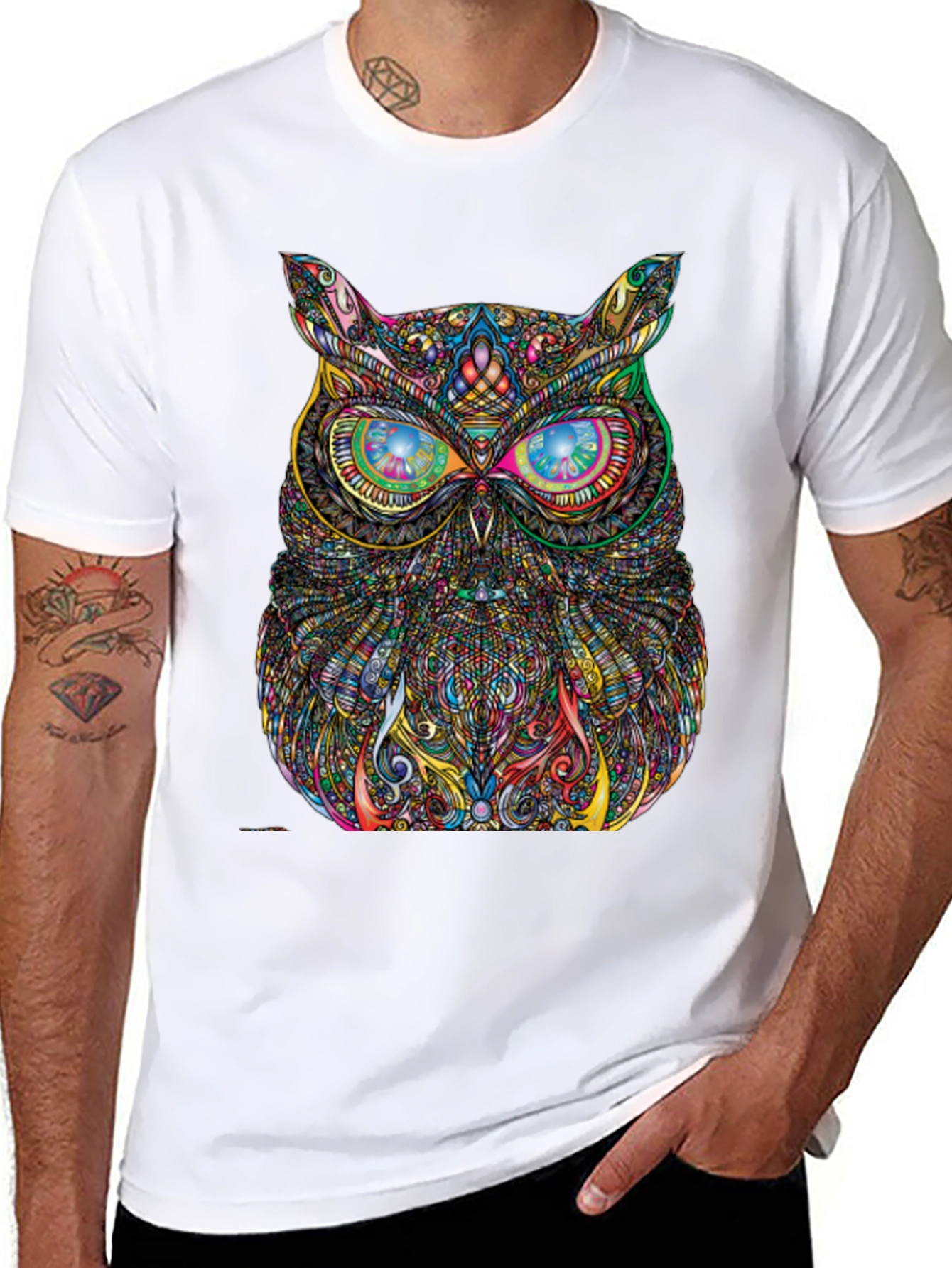 Psychedelic Owl Graphic Tee - Vibrant Print