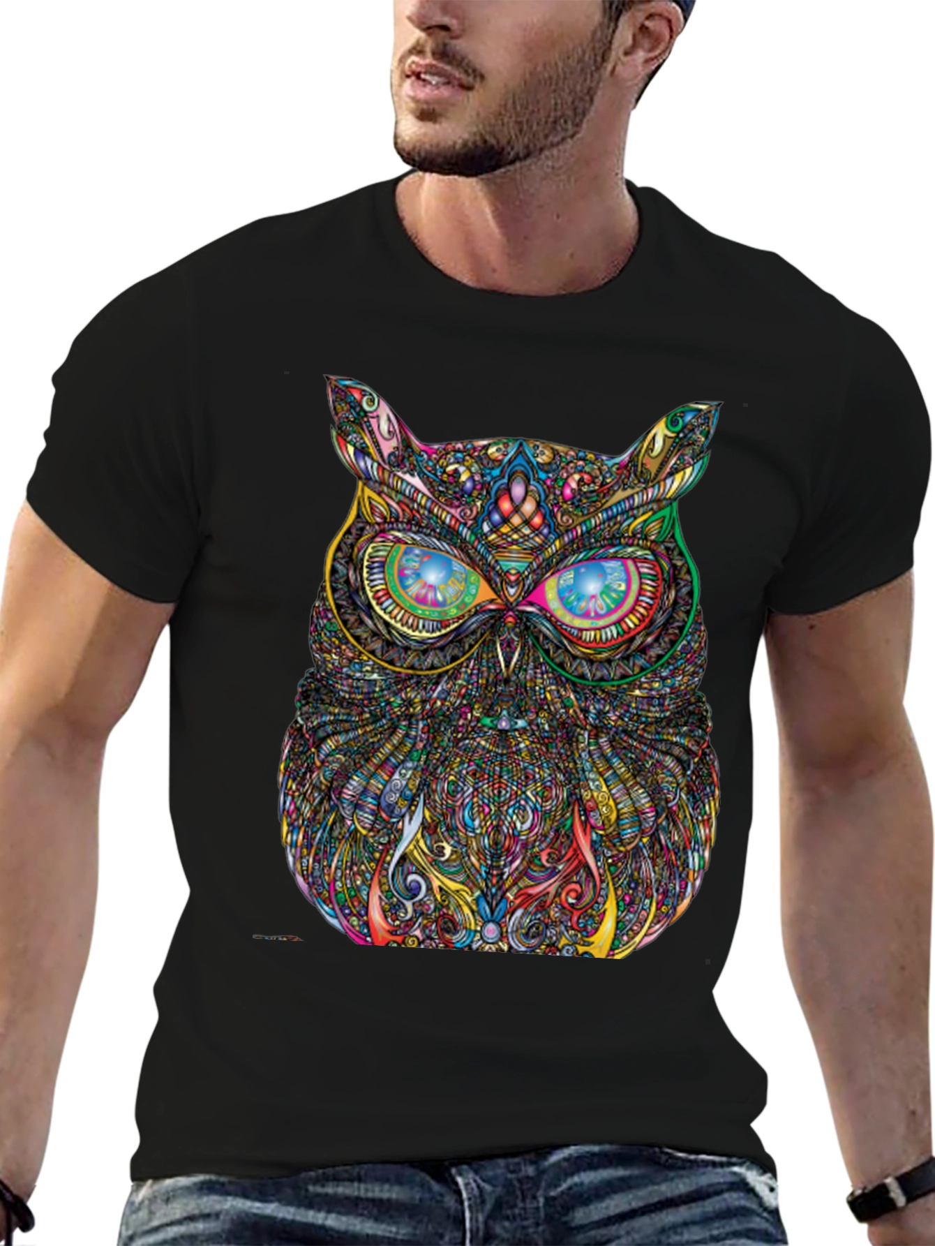 Psychedelic Owl Graphic Tee - Vibrant Print