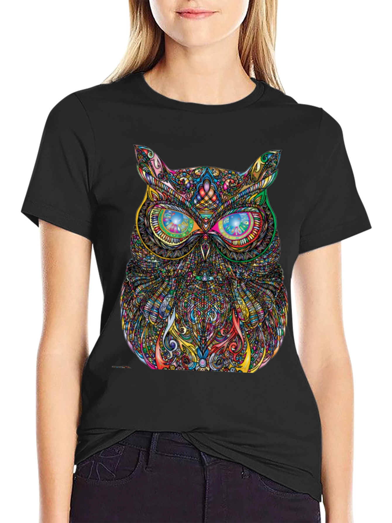Psychedelic Owl Graphic Tee - Vibrant Print
