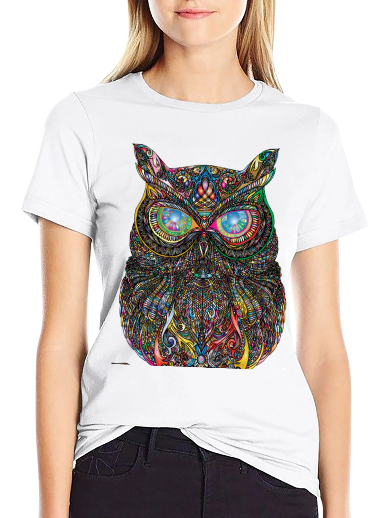 Psychedelic Owl Graphic Tee - Vibrant Print