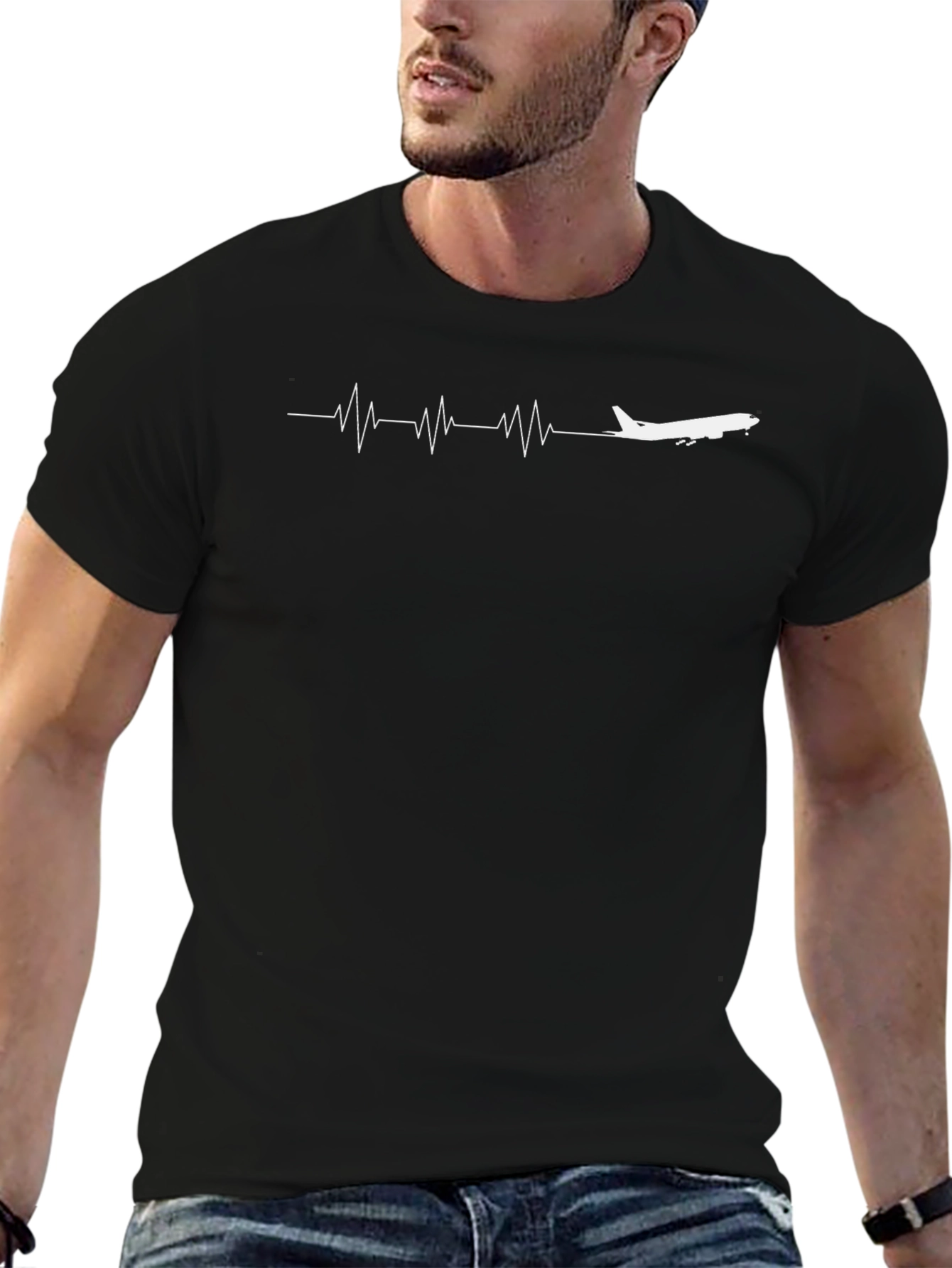 Airplane Heartbeat T-Shirt - Aviation Enthusiast Tee