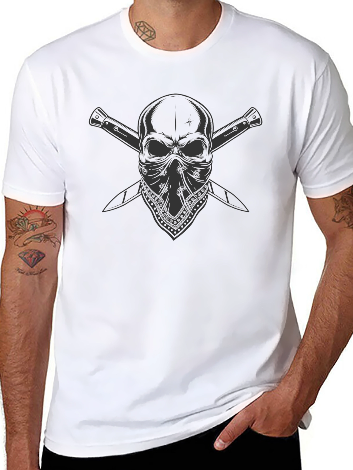 Skull Bandana T-Shirt - Edgy Graphic Tee