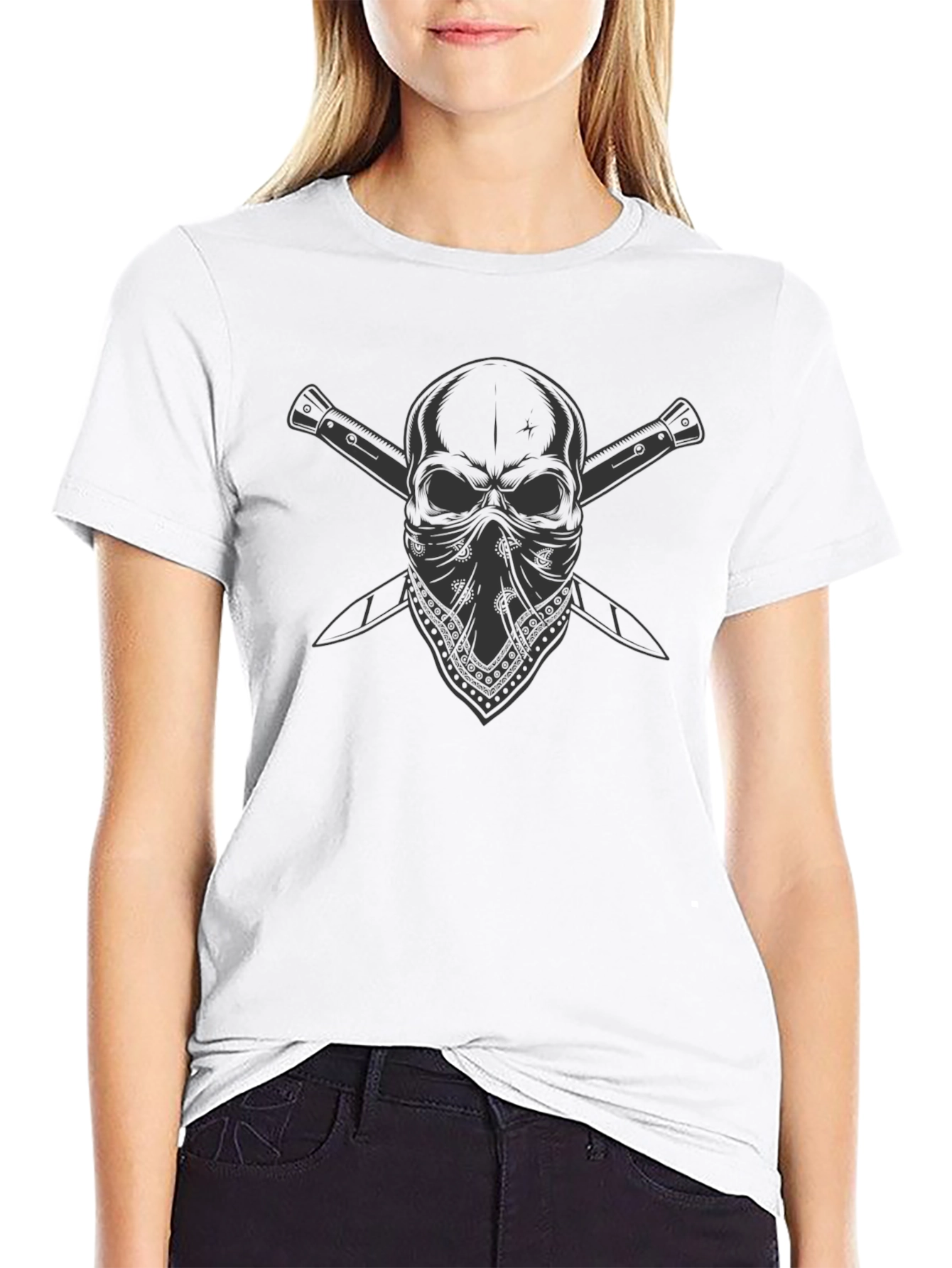 Skull Bandana T-Shirt - Edgy Graphic Tee