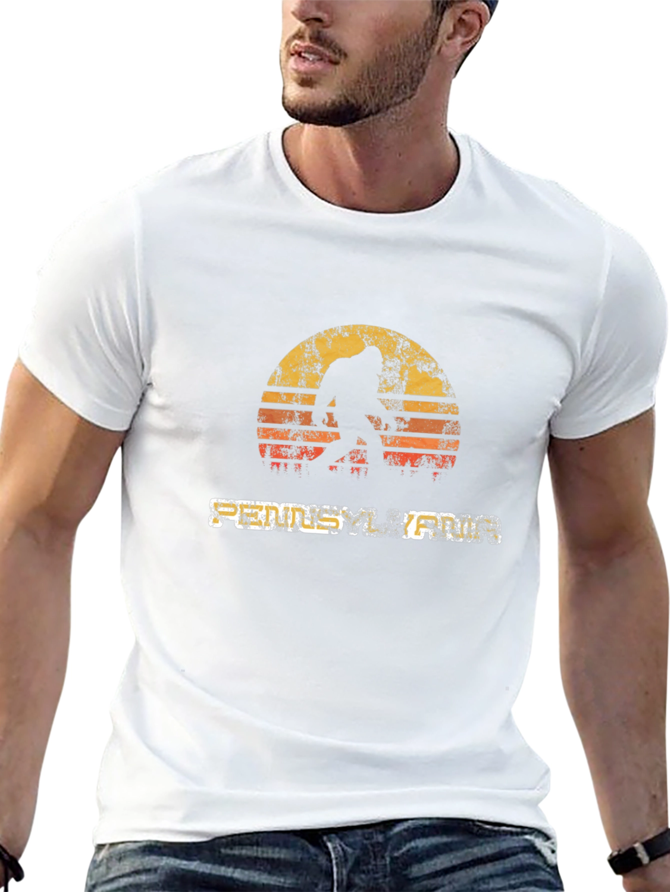 Bigfoot Sunset Graphic T-Shirt - Mystery Legend Adventure