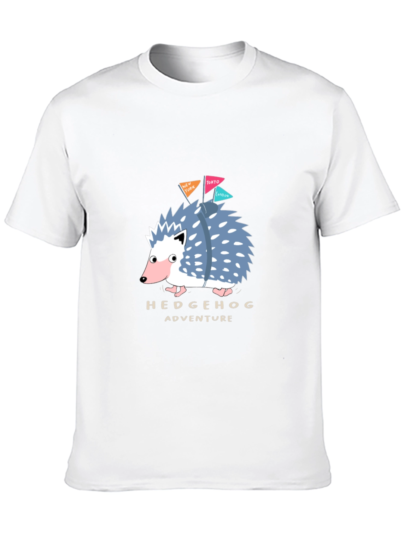 Hedgehog Adventure Black T-Shirt - Travel Hedgehog