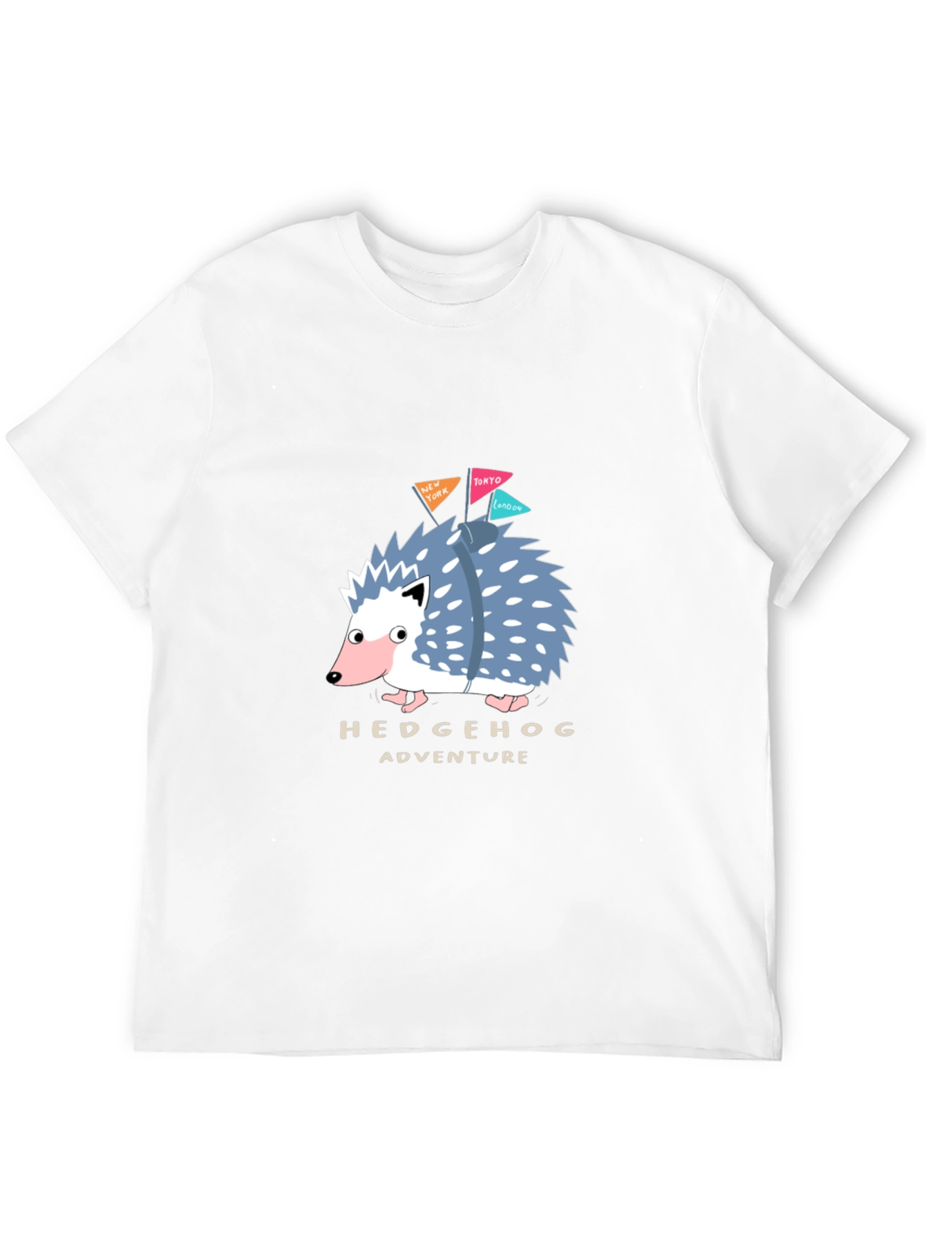 Hedgehog Adventure Black T-Shirt - Travel Hedgehog