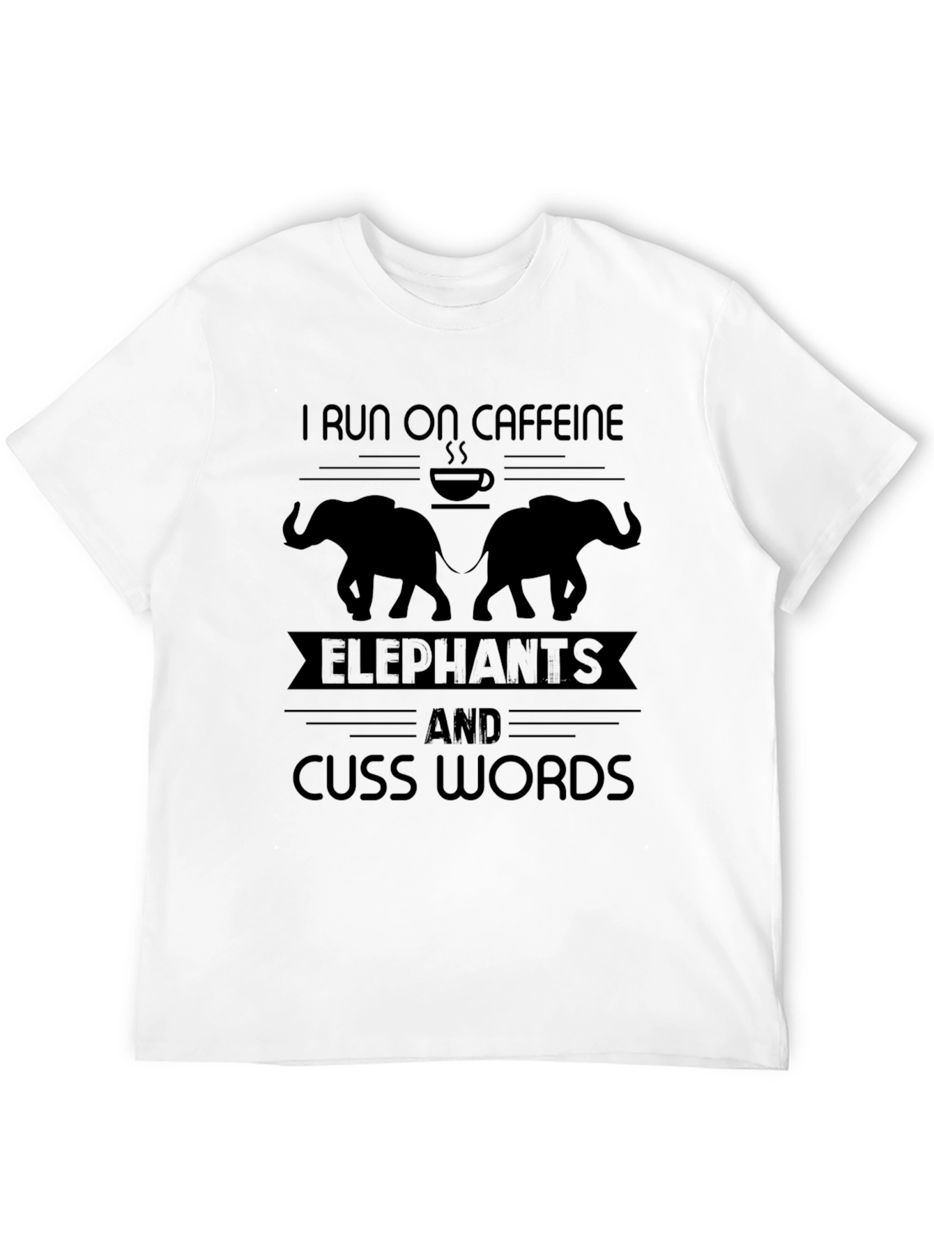 Caffeine Elephants & Cuss Words Graphic T-Shirt