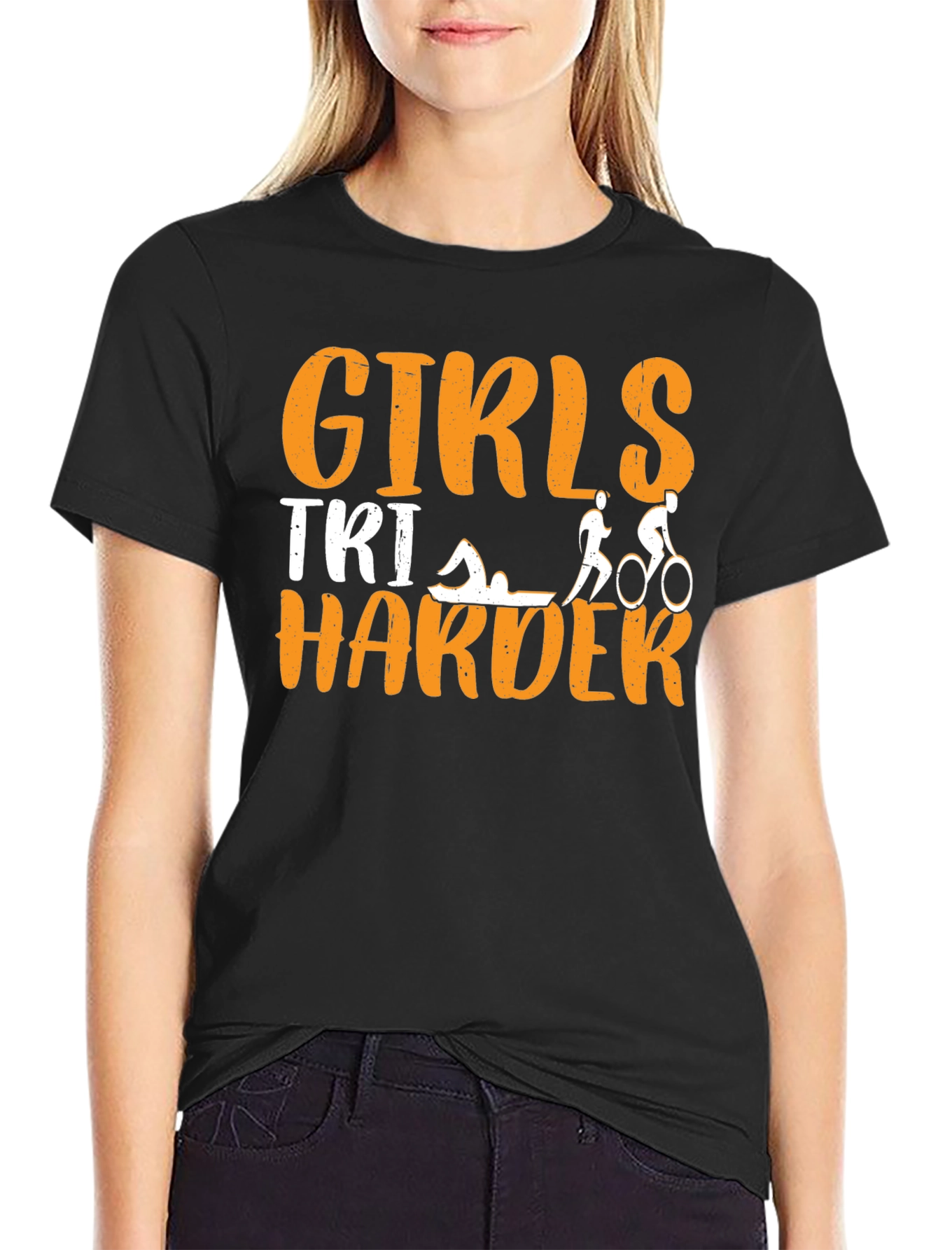 Girls TRI Harder Triathlon T-Shirt