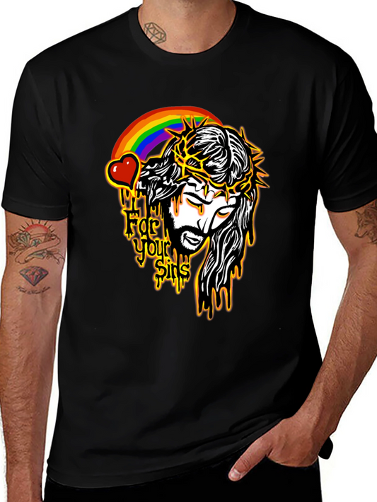 Jesus Rainbow Graphic Black T-Shirt