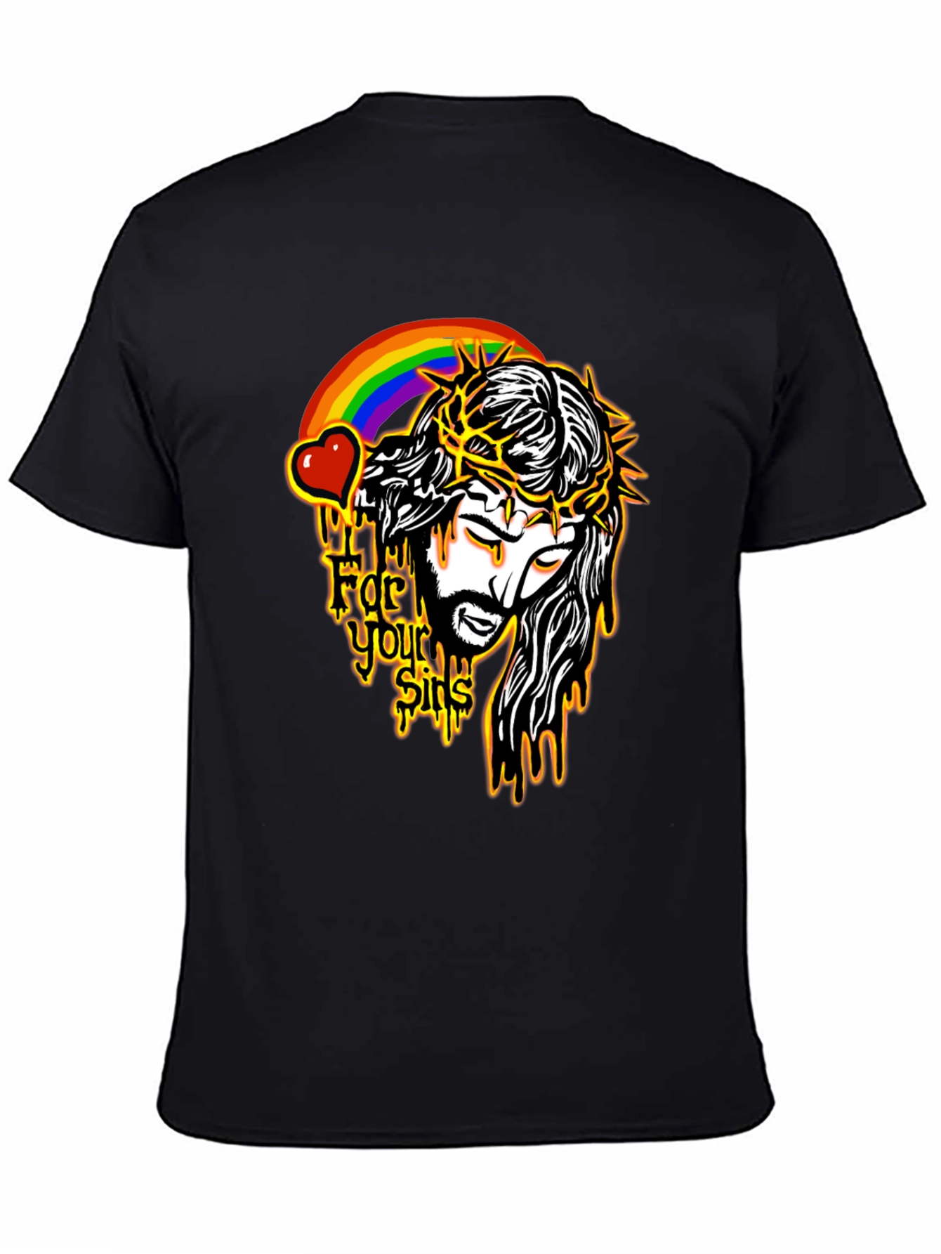 Jesus Rainbow Graphic Black T-Shirt