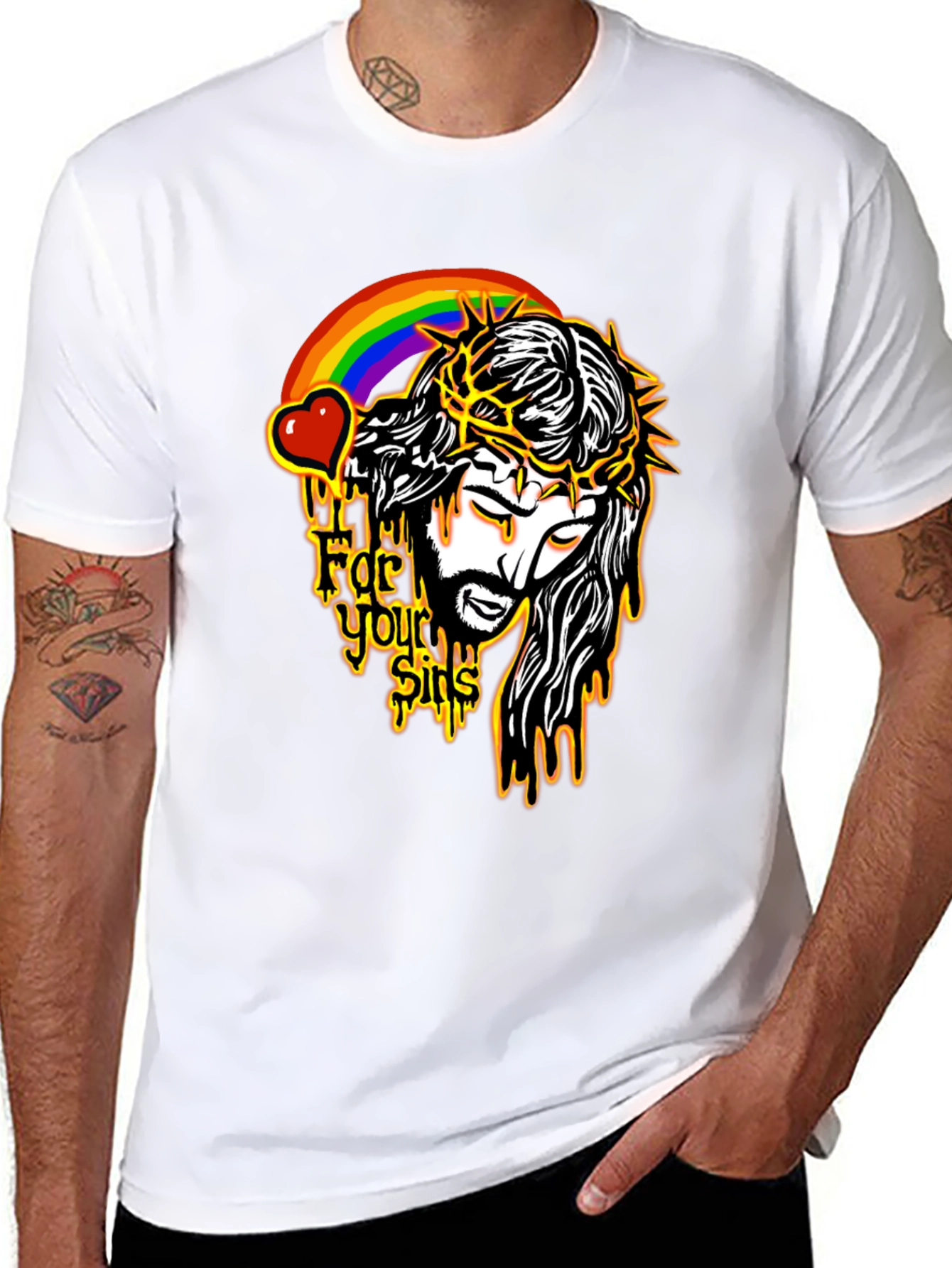 Jesus Rainbow Graphic Black T-Shirt