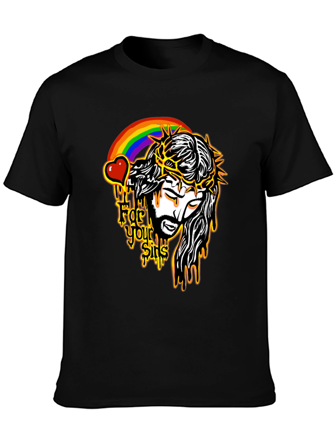 Jesus Rainbow Graphic Black T-Shirt
