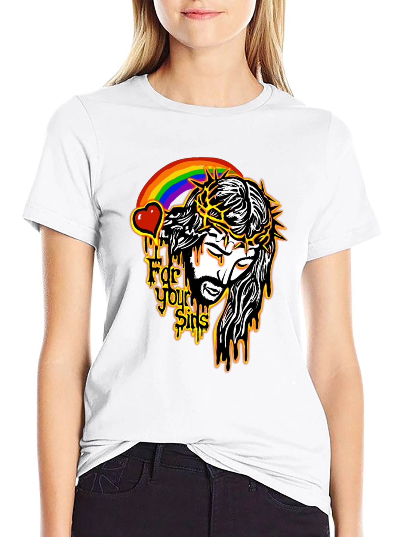 Jesus Rainbow Graphic Black T-Shirt