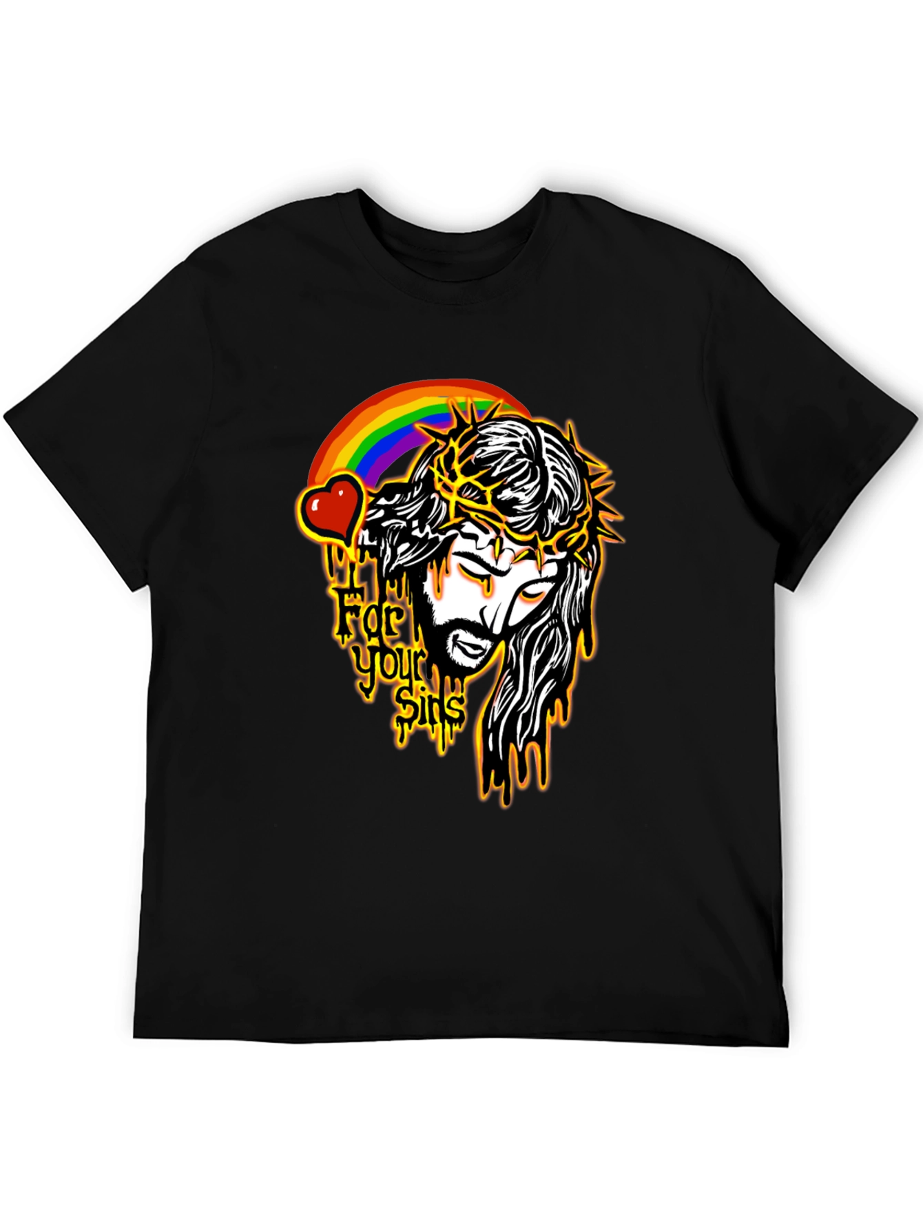 Jesus Rainbow Graphic Black T-Shirt