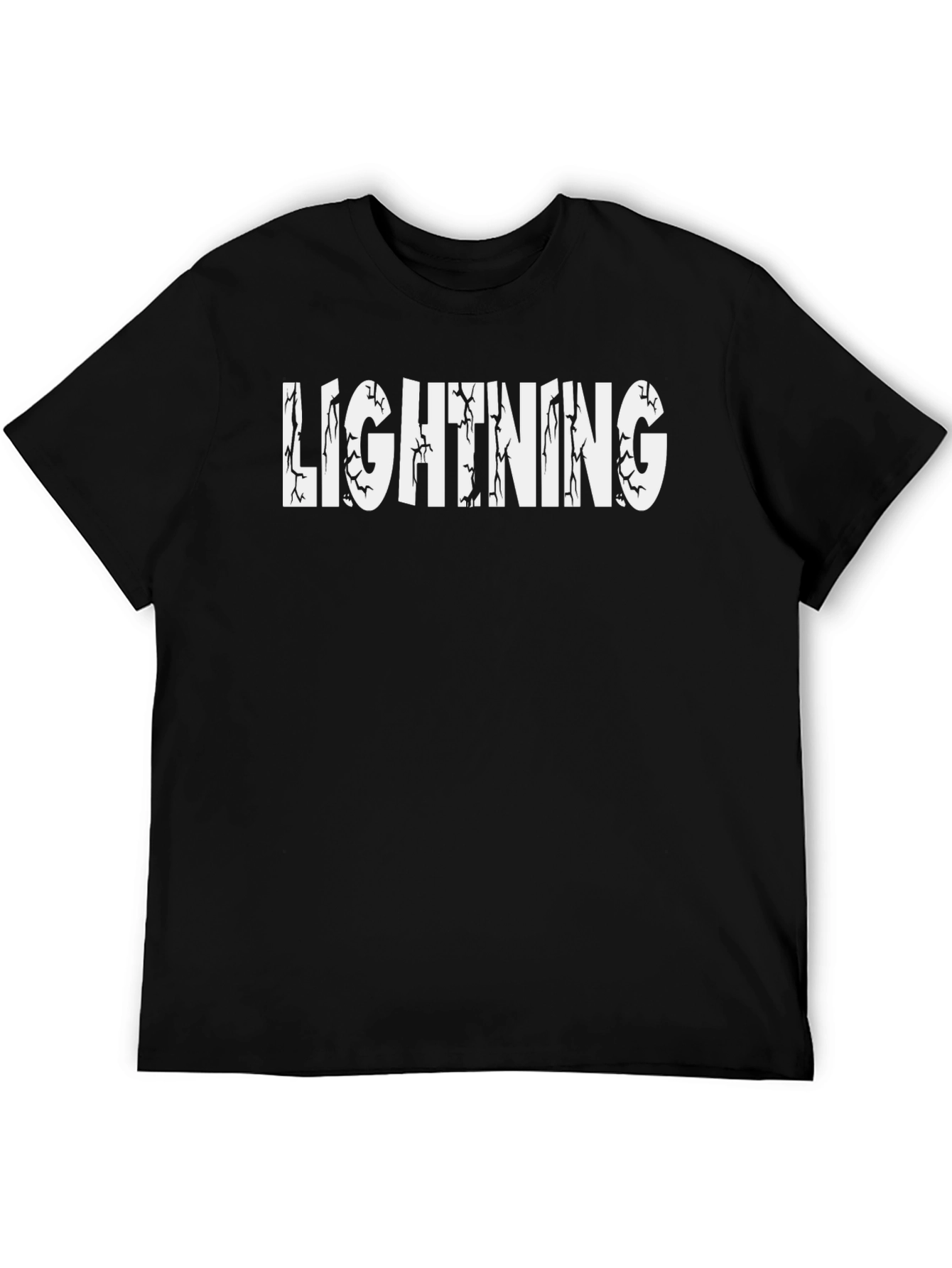Lightning Graphic Print T-Shirt - Black