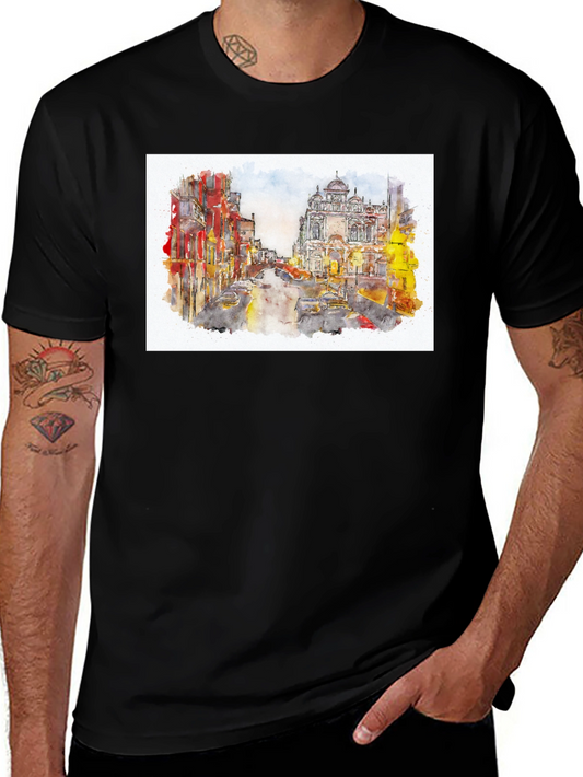 Watercolor Cityscape Graphic T-Shirt
