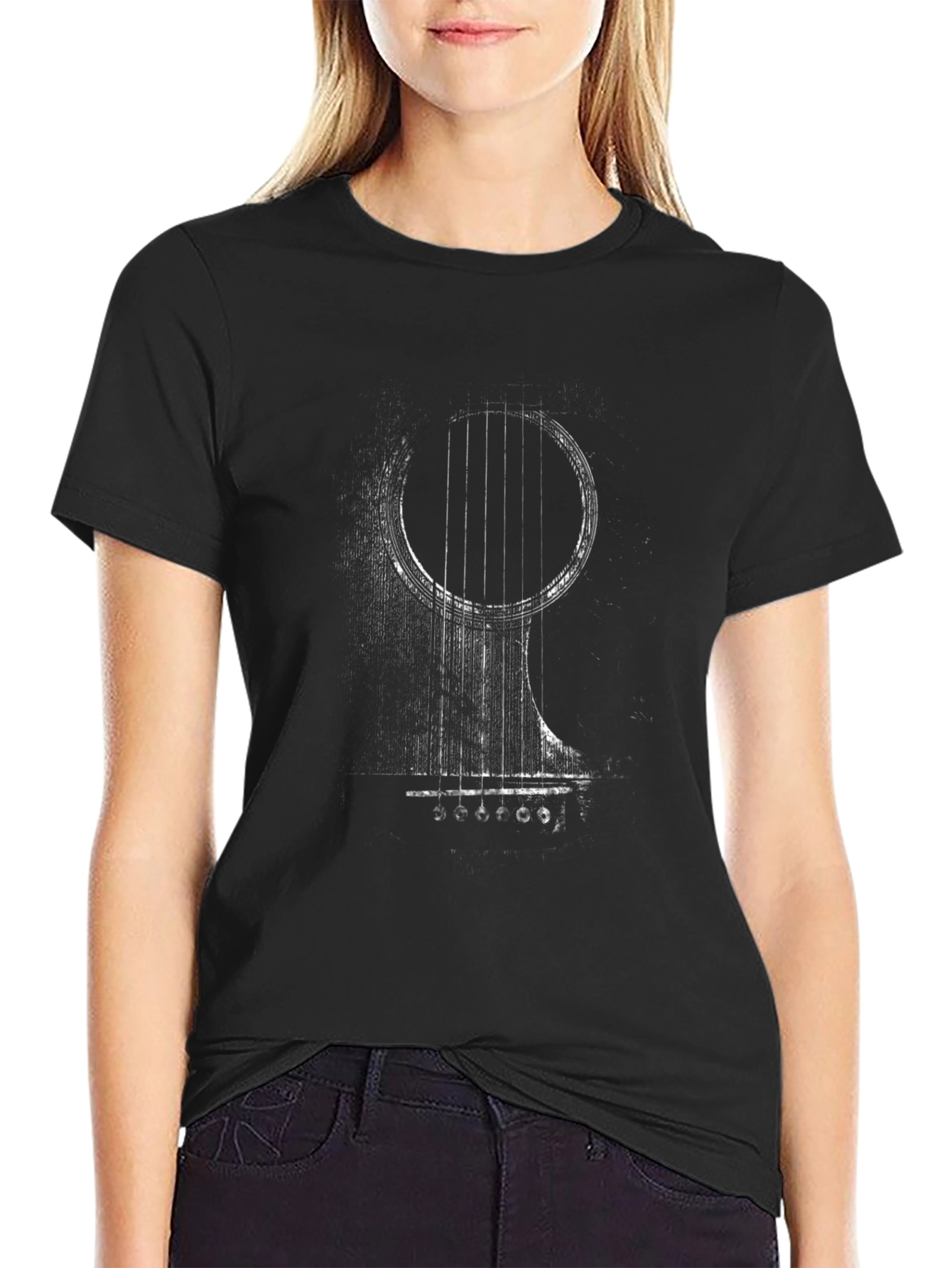 Guitar Print Black T-Shirt