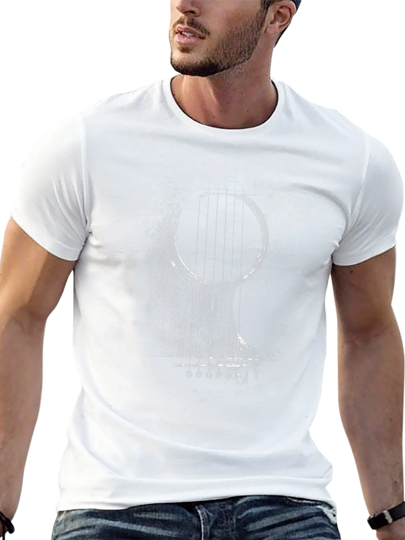 Guitar Print Black T-Shirt