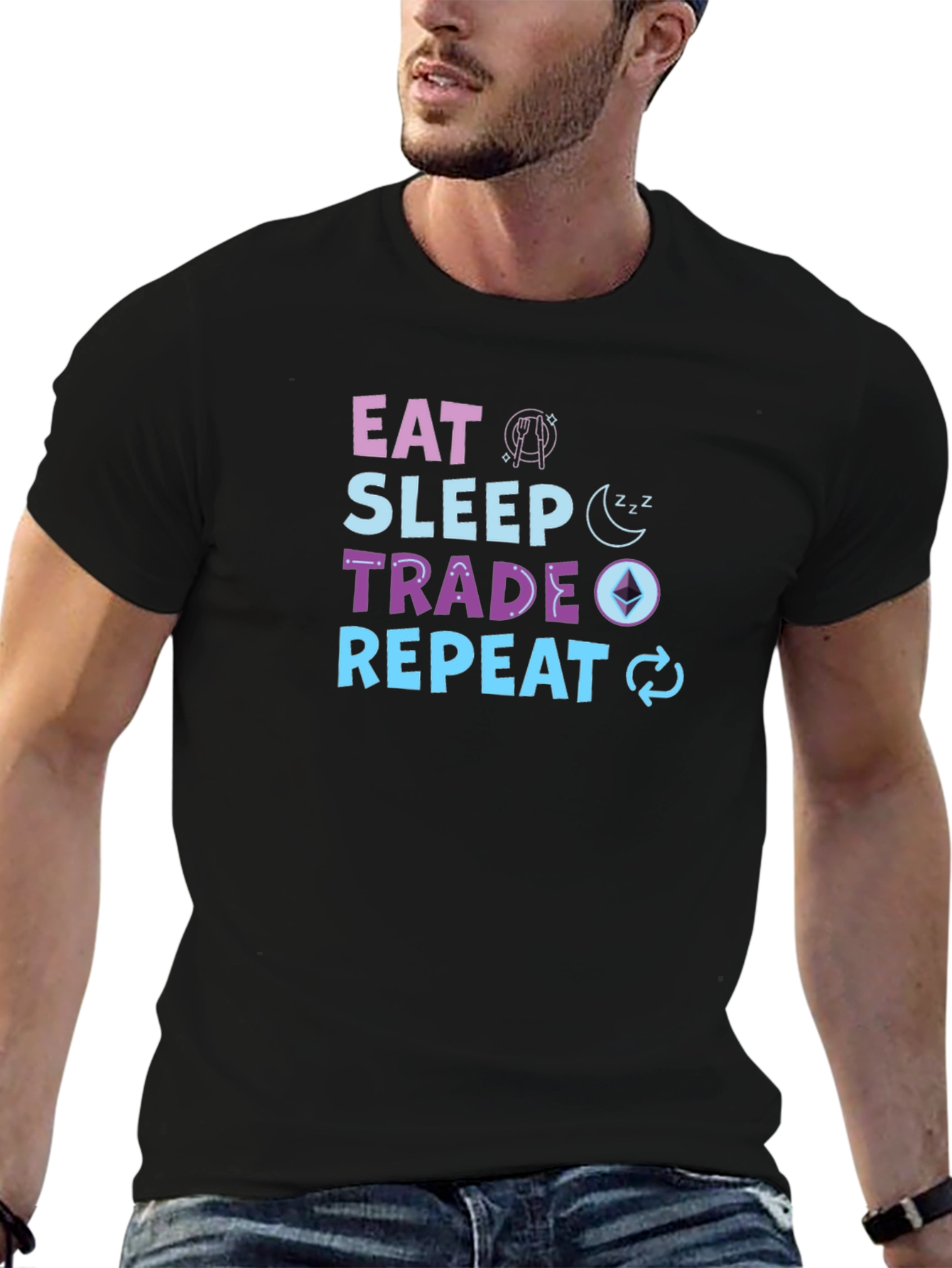 Eat Sleep Trade Repeat Black T-Shirt
