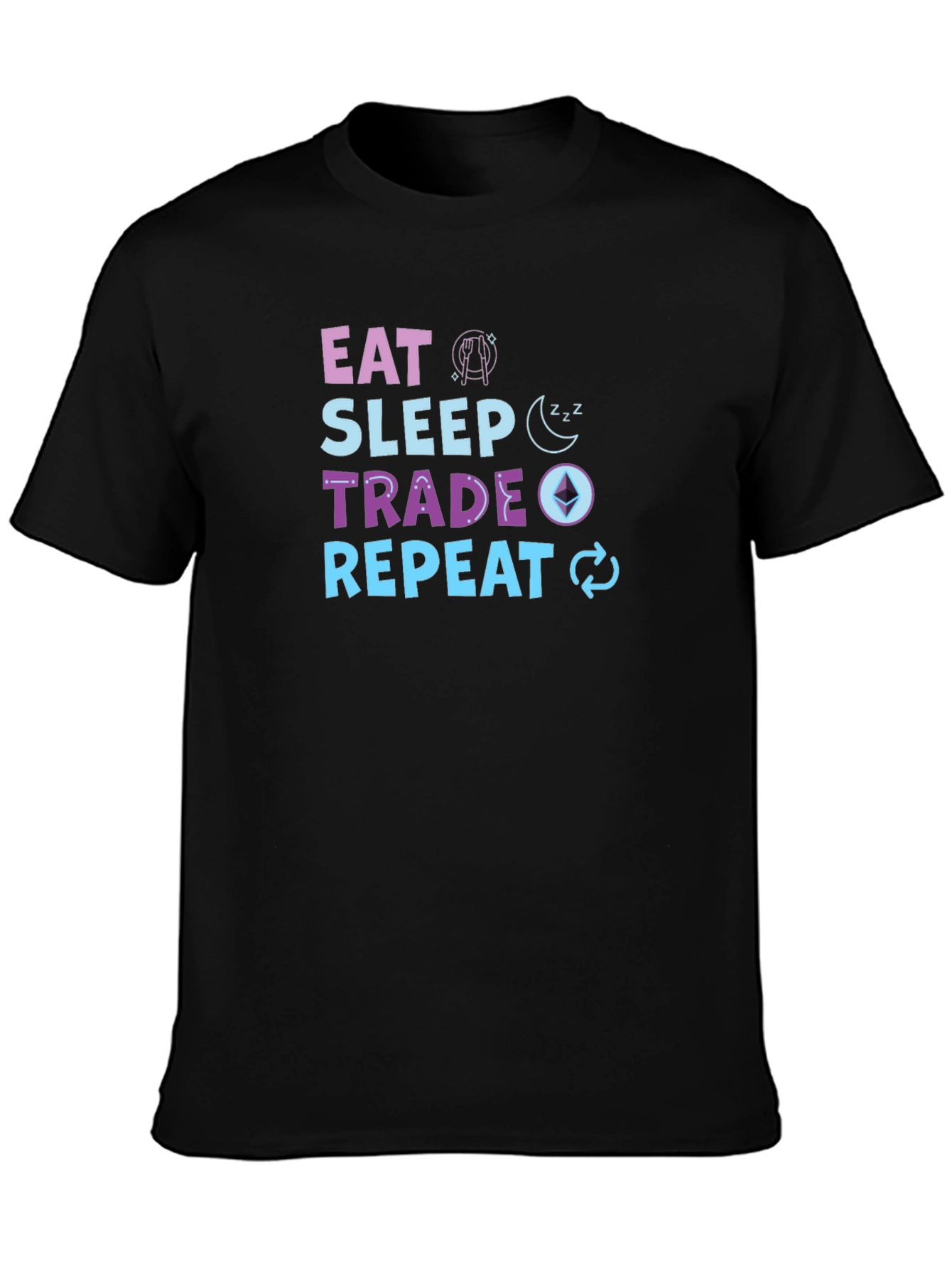 Eat Sleep Trade Repeat Black T-Shirt
