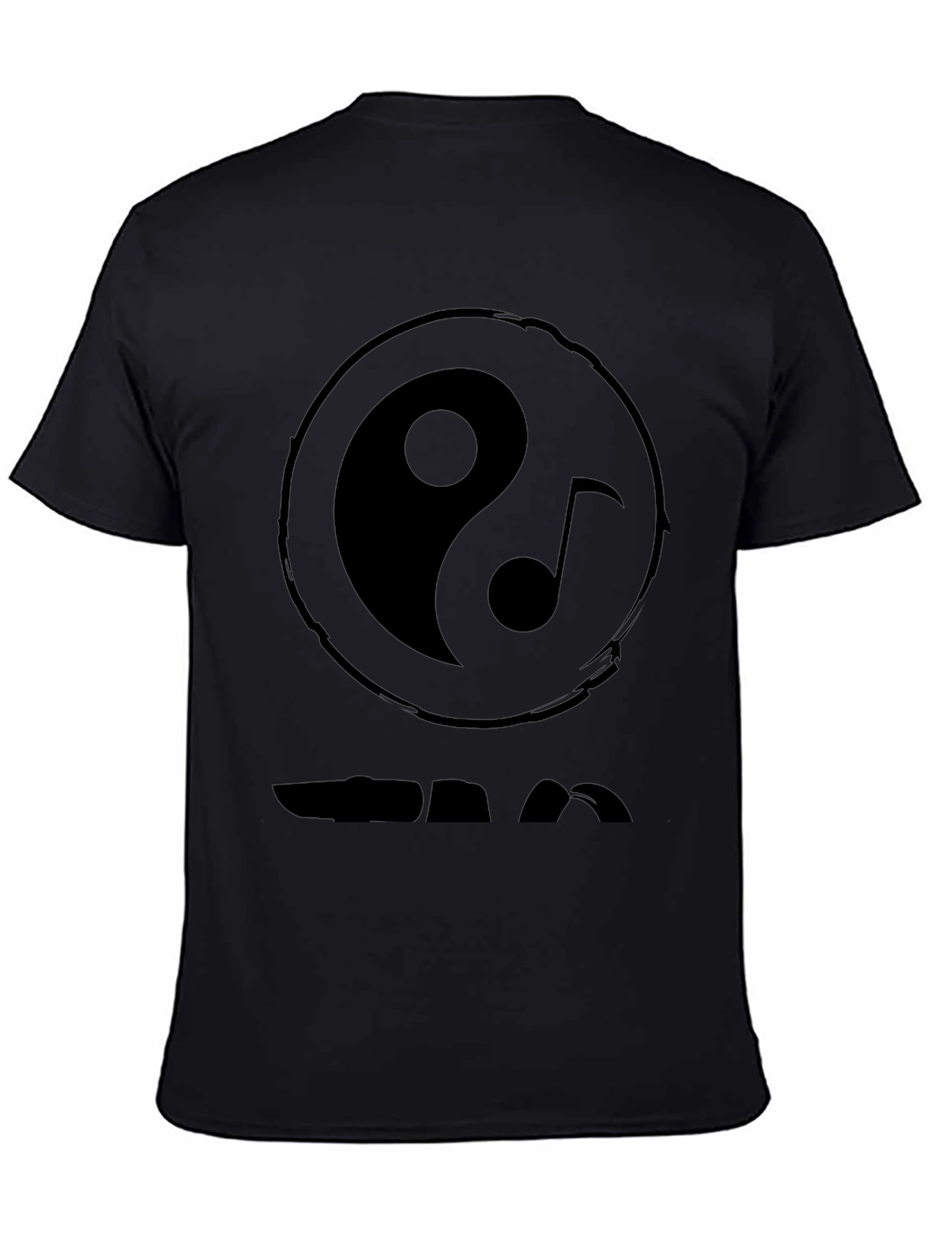 Yin Yang Music Note Graphic Black T-Shirt