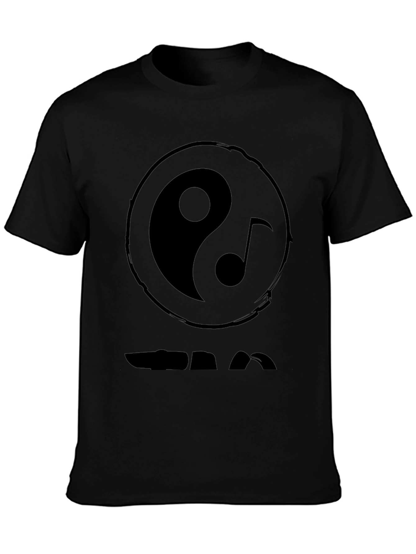 Yin Yang Music Note Graphic Black T-Shirt