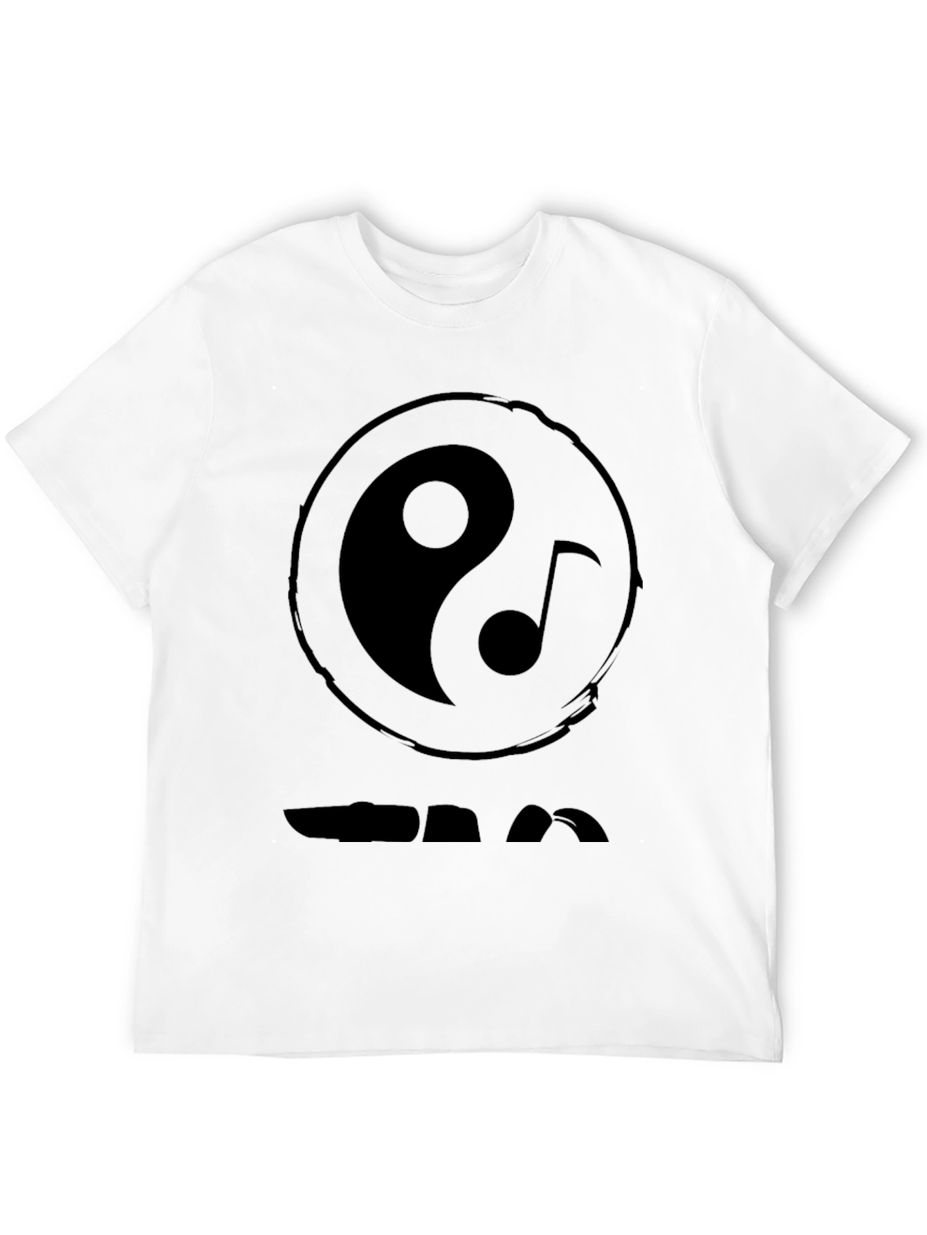Yin Yang Music Note Graphic Black T-Shirt
