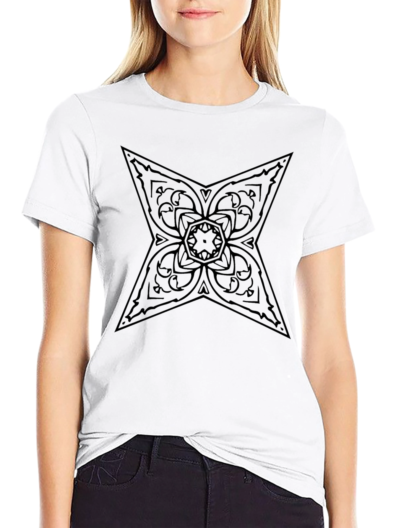 Ornate Star Graphic Black T-Shirt