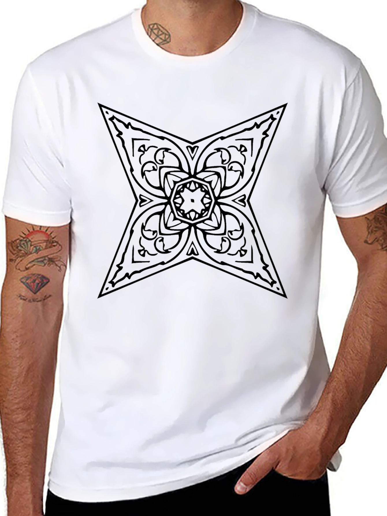 Ornate Star Graphic Black T-Shirt