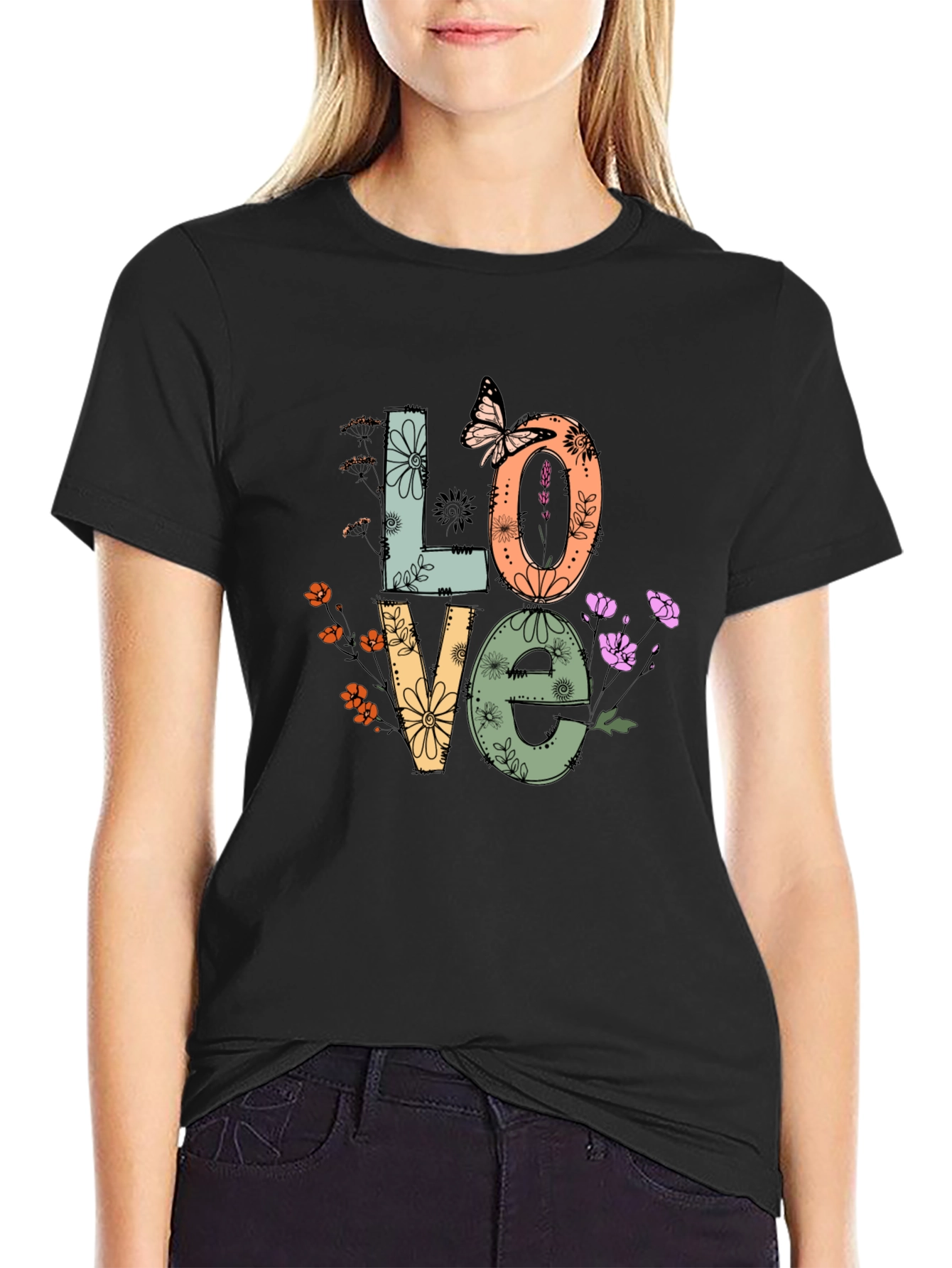 Floral Love Graphic T-Shirt - Trendy Design
