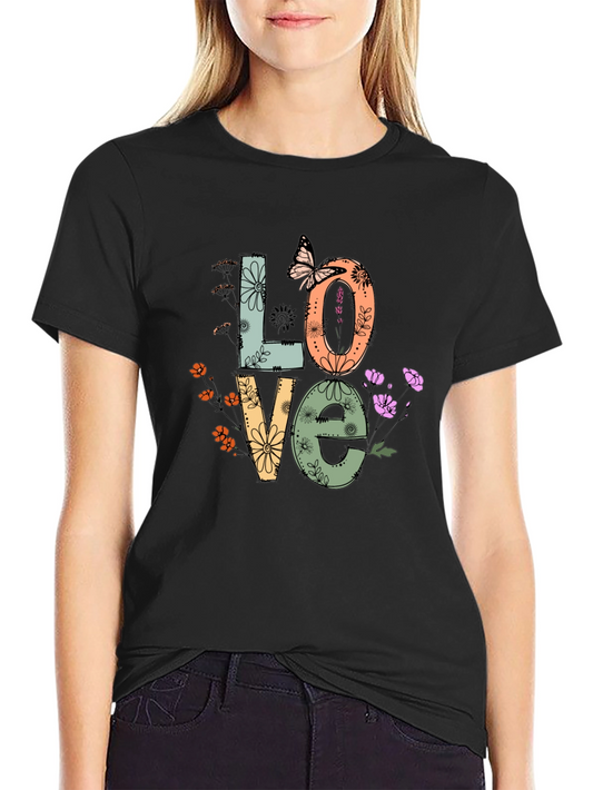 Floral Love Graphic T-Shirt - Trendy Design