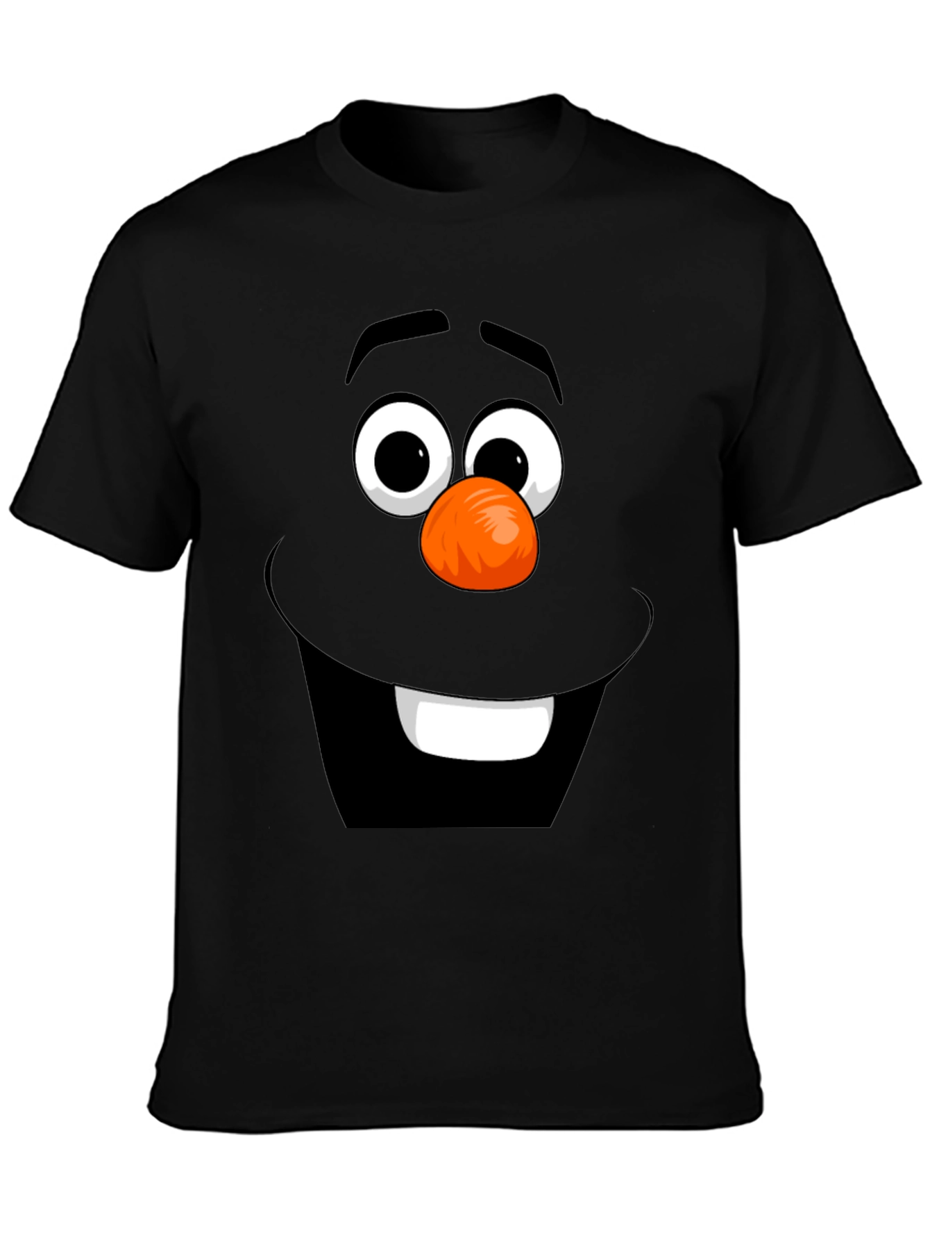 Funny Cartoon Face Graphic Tee - Black Cotton T-Shirt