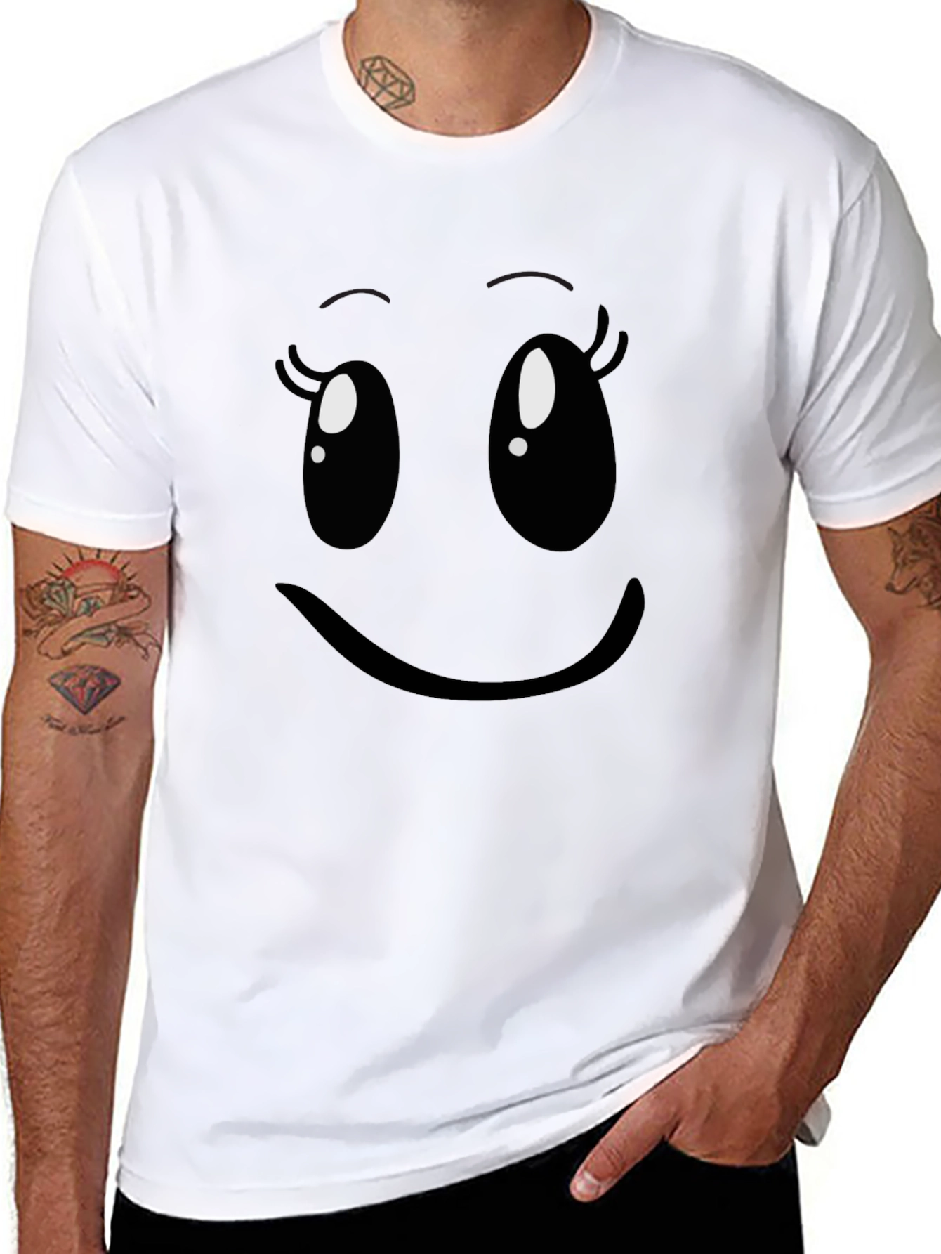 Cute Smiley Face Black T-Shirt
