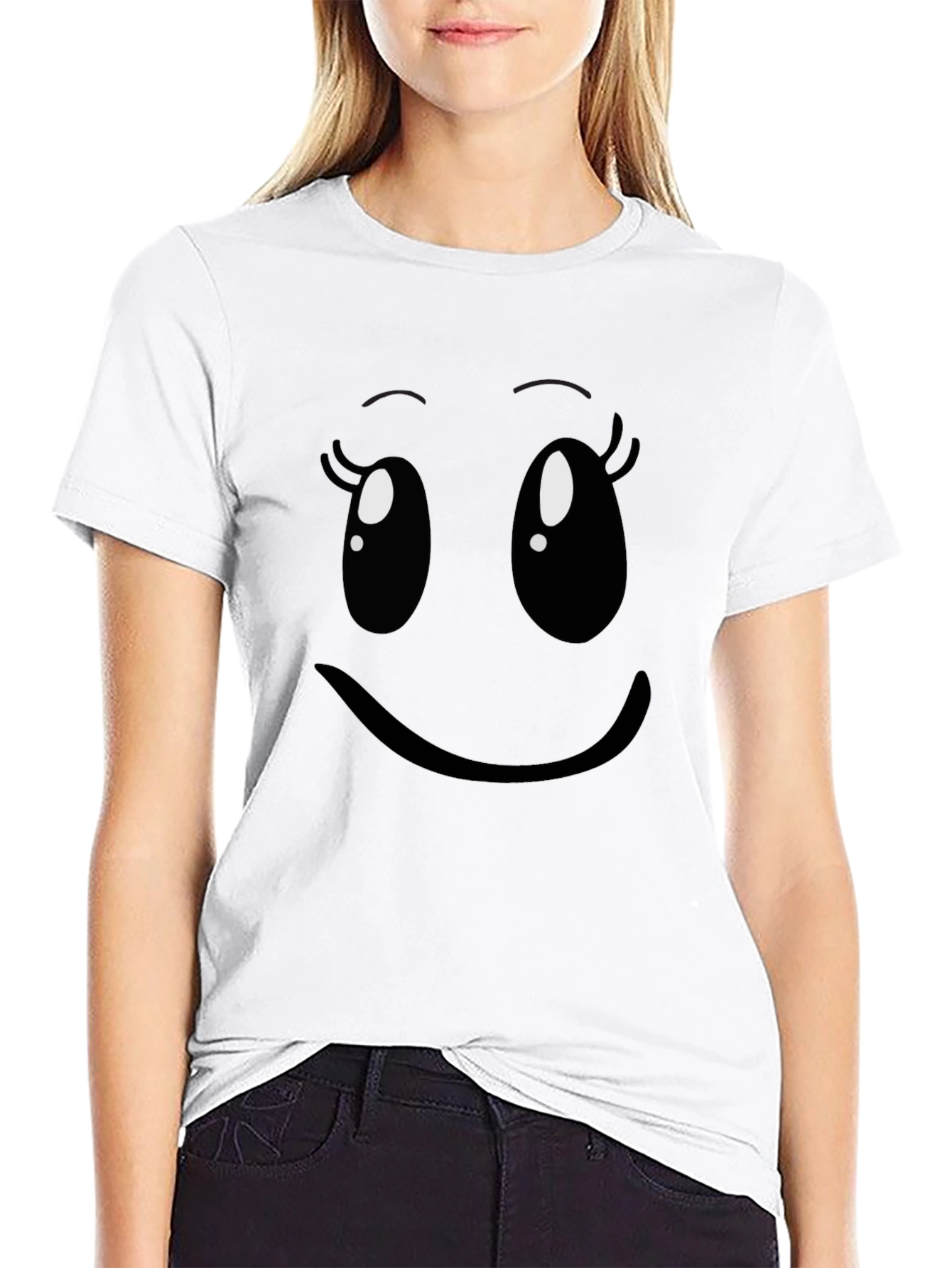 Cute Smiley Face Black T-Shirt