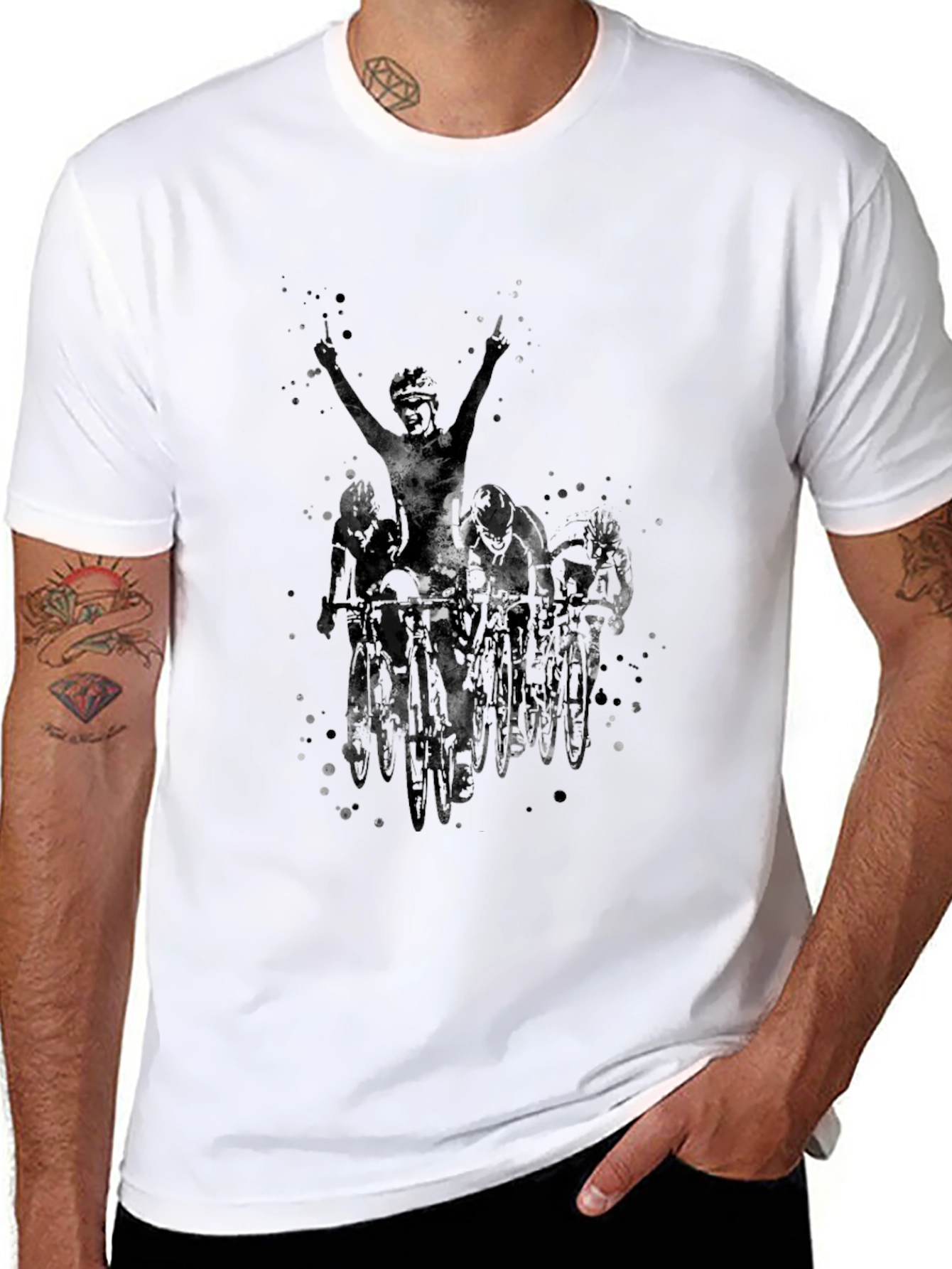 Mens Black Cycling Graphic T-Shirt