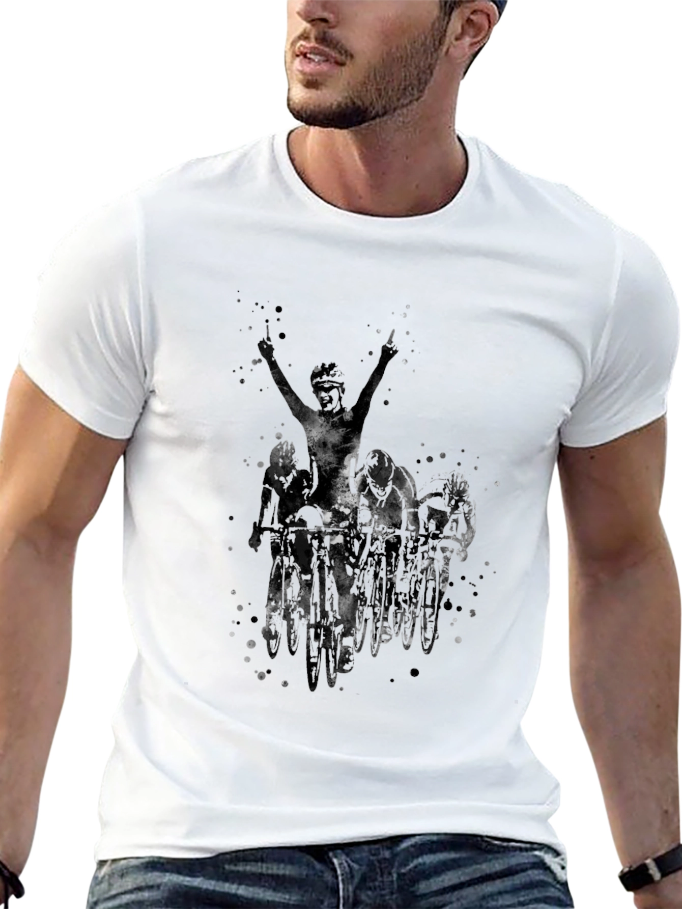 Mens Black Cycling Graphic T-Shirt