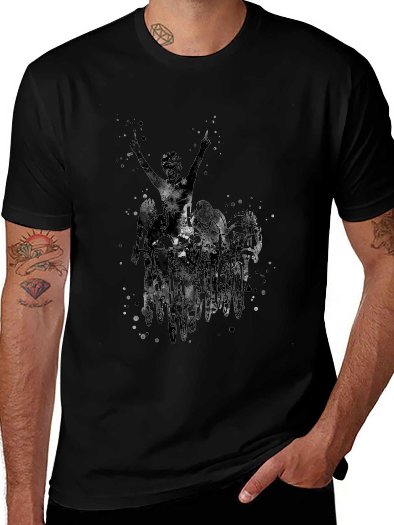 Mens Black Cycling Graphic T-Shirt