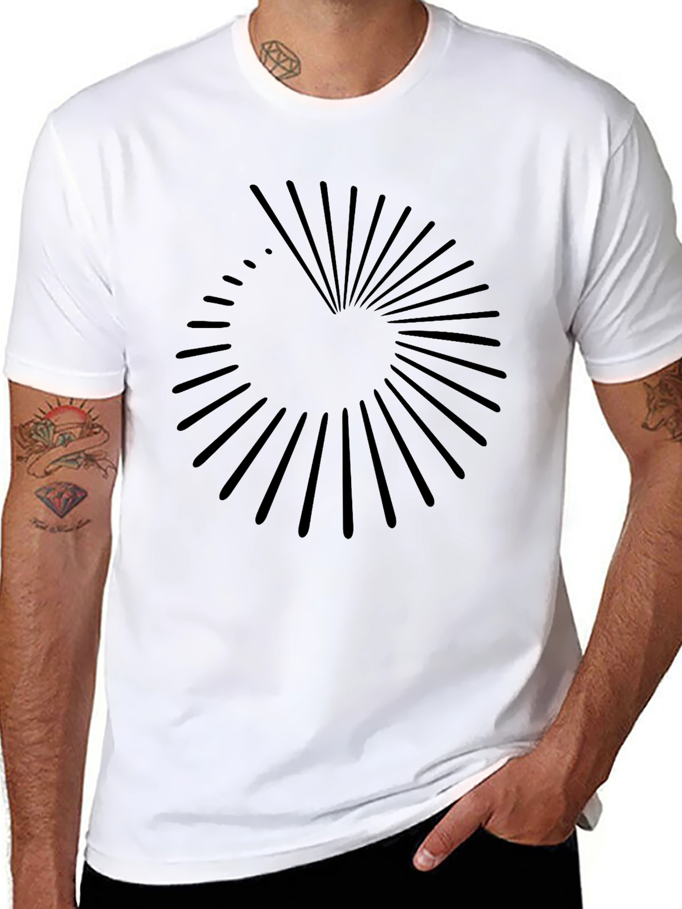Modern Black Ray Design Tee - Stylish Casual Wear