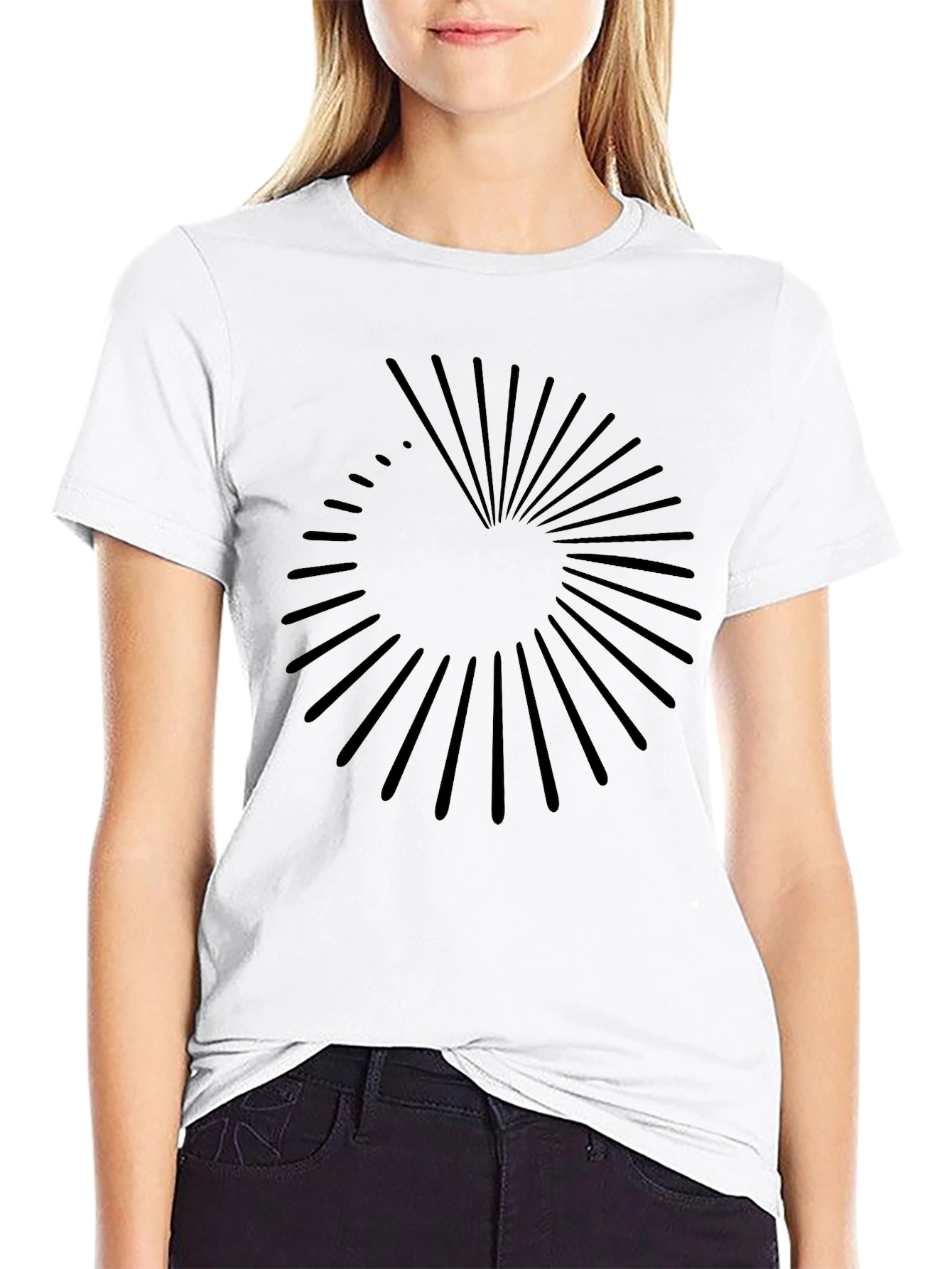 Modern Black Ray Design Tee - Stylish Casual Wear
