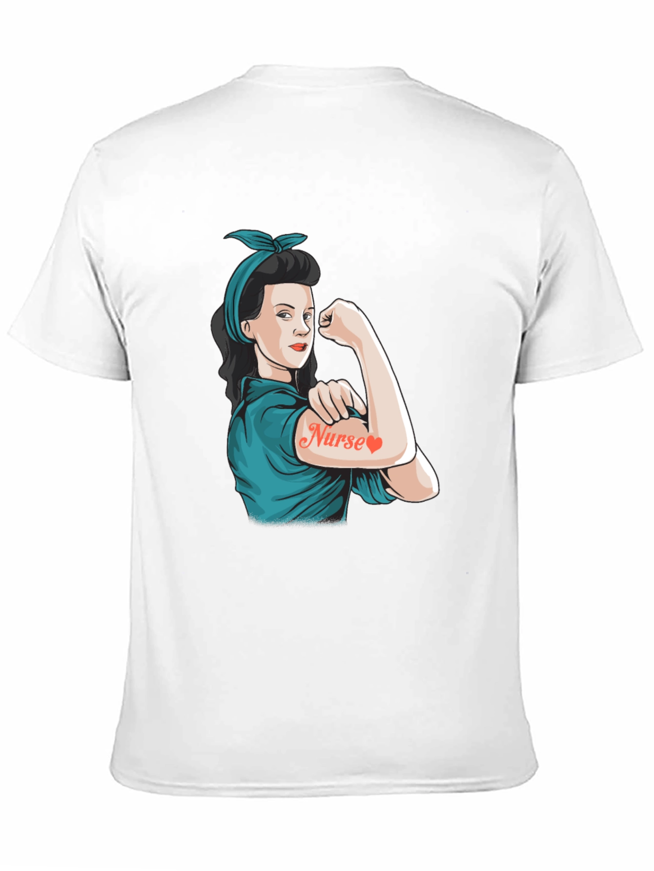 Retro Nurse Power T-Shirt - Black Cotton Blend