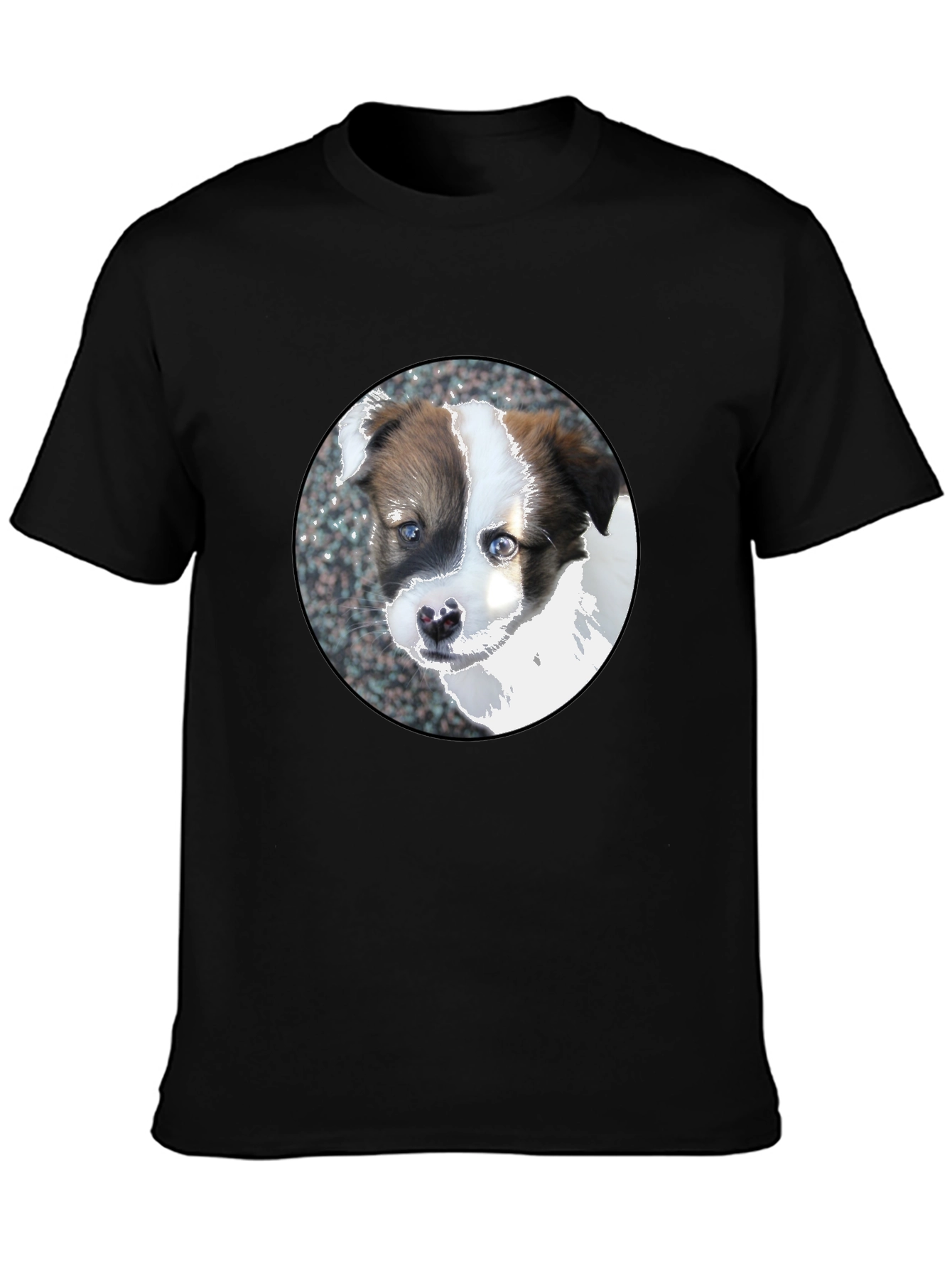 Cute Puppy Dog Graphic Black T-Shirt