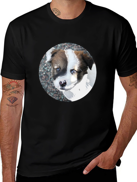 Cute Puppy Dog Graphic Black T-Shirt
