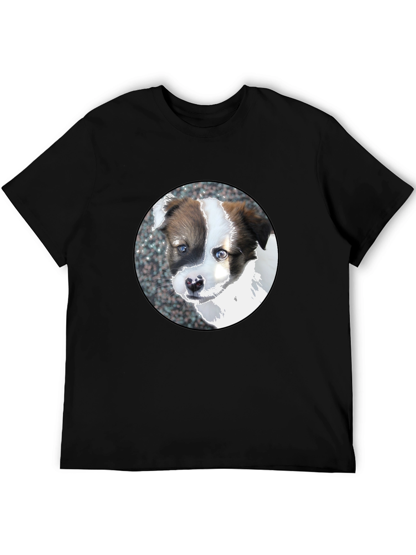Cute Puppy Dog Graphic Black T-Shirt