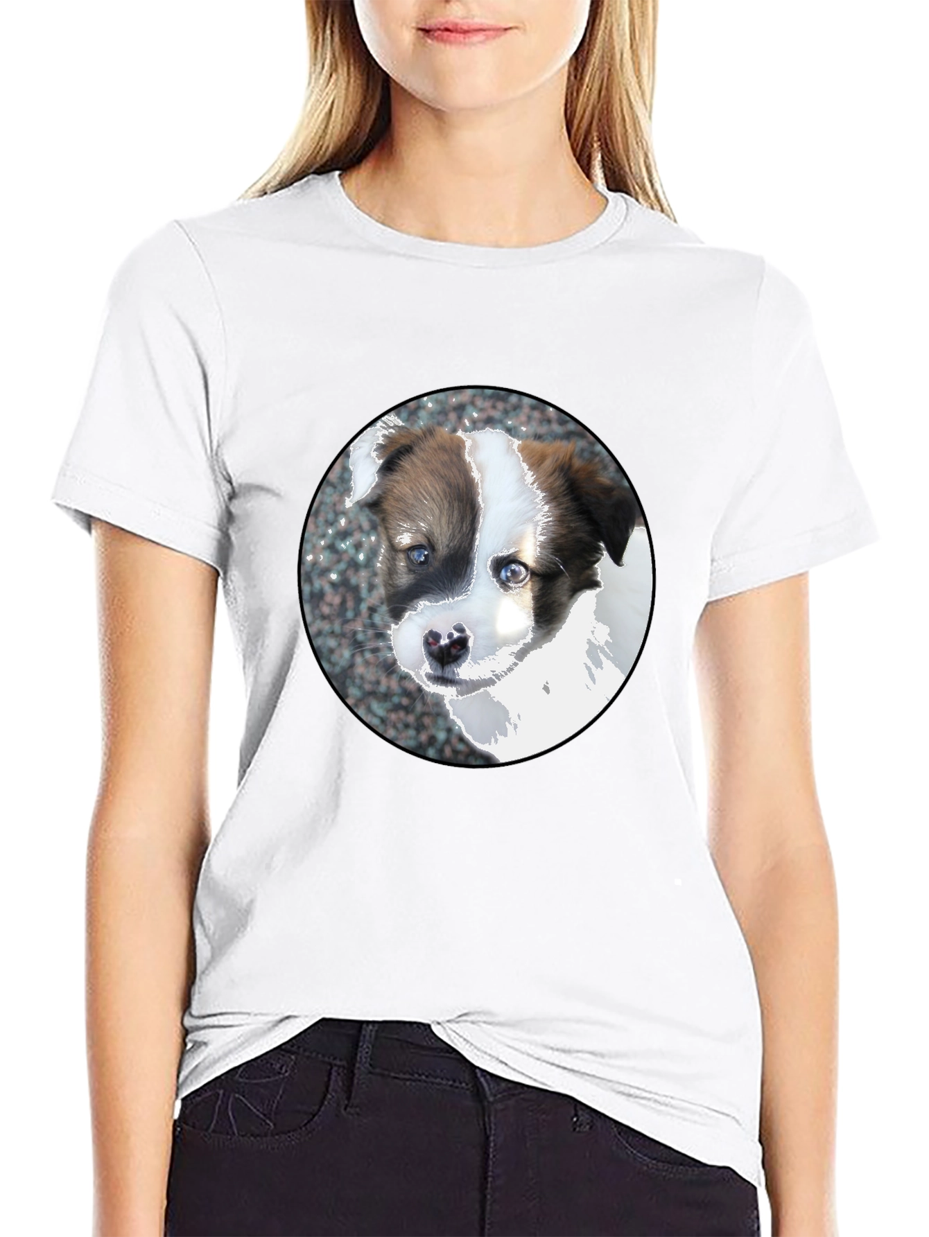 Cute Puppy Dog Graphic Black T-Shirt