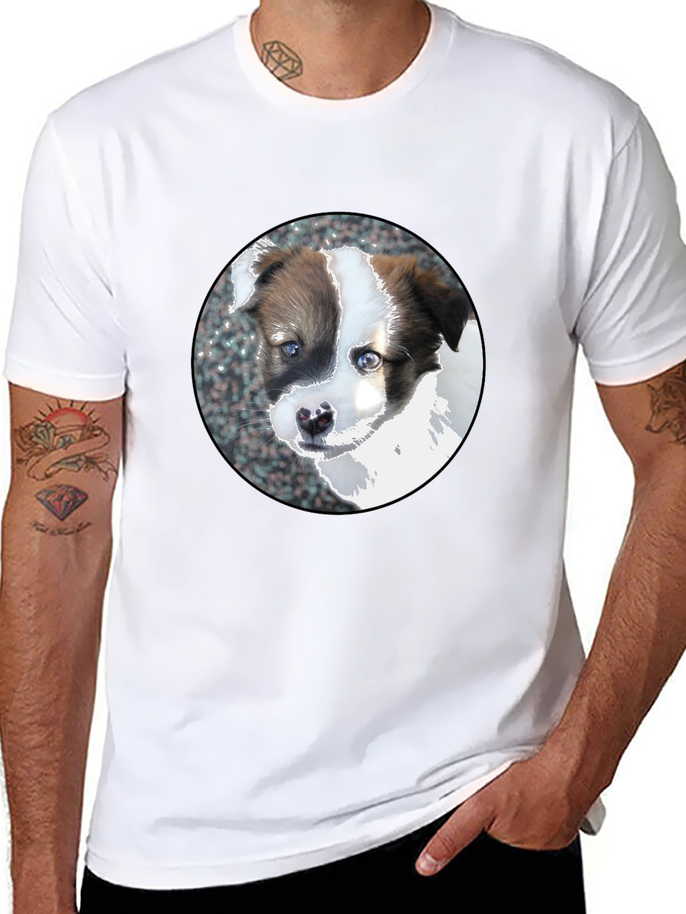 Cute Puppy Dog Graphic Black T-Shirt