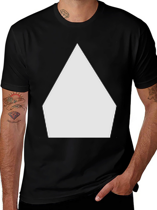 Modern Geometric Tee - Unique White Design on Black Shirt
