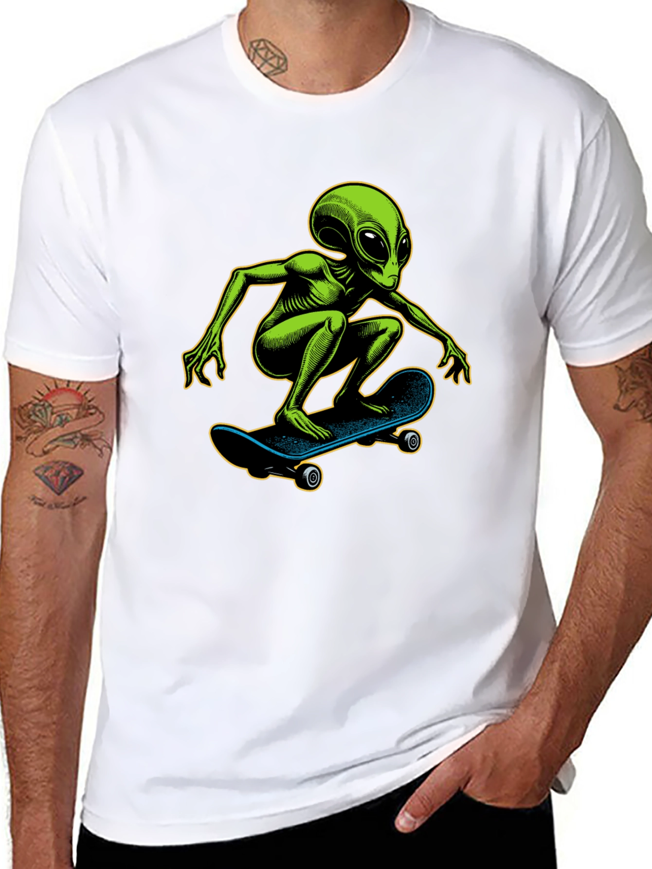 Alien Skateboarder Graphic T-Shirt